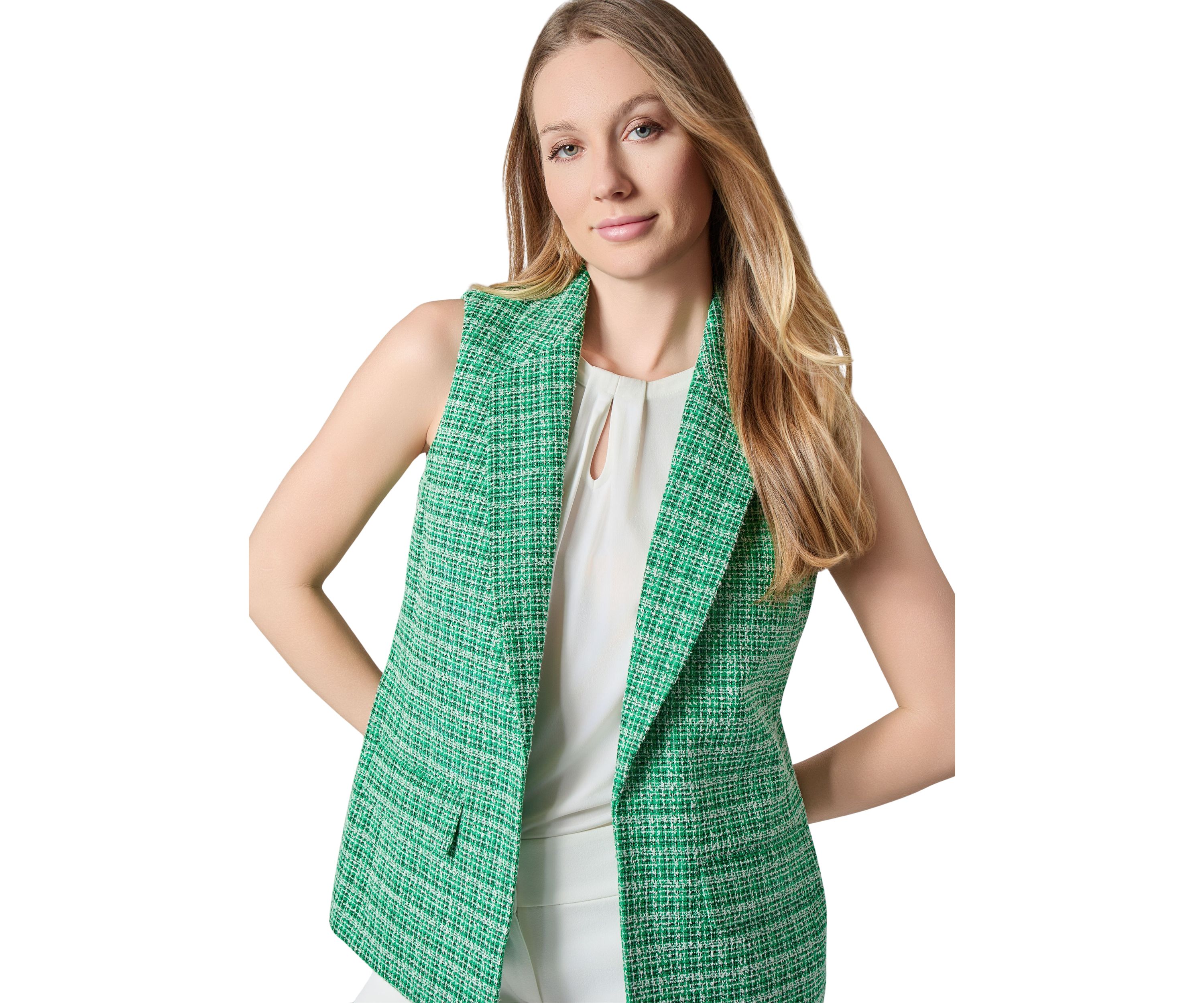 Womens Tweed Notch Collar Vest