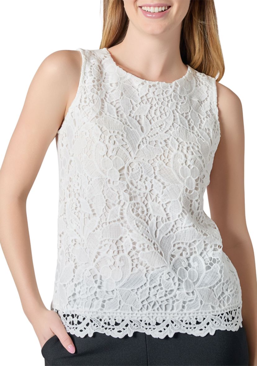 Womens Lace Front Knit Top
