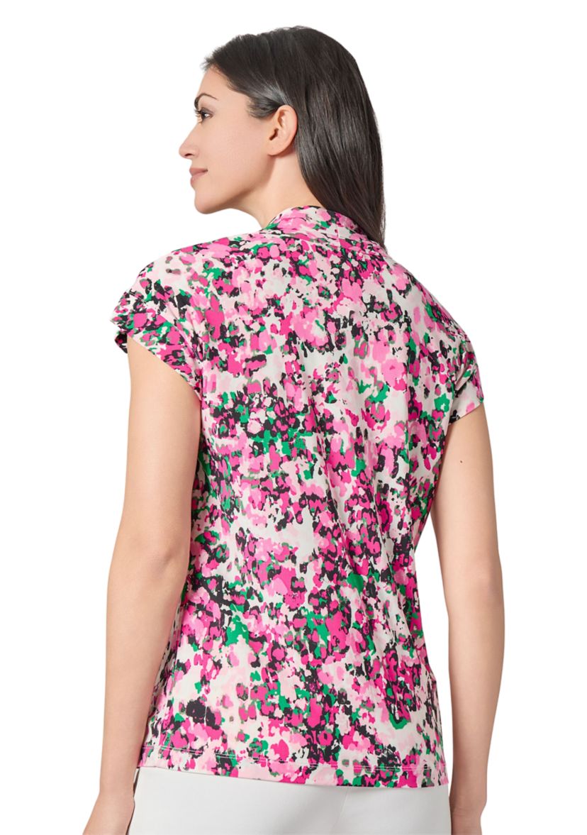 Womens Multi Printed V-Neck Knit Top