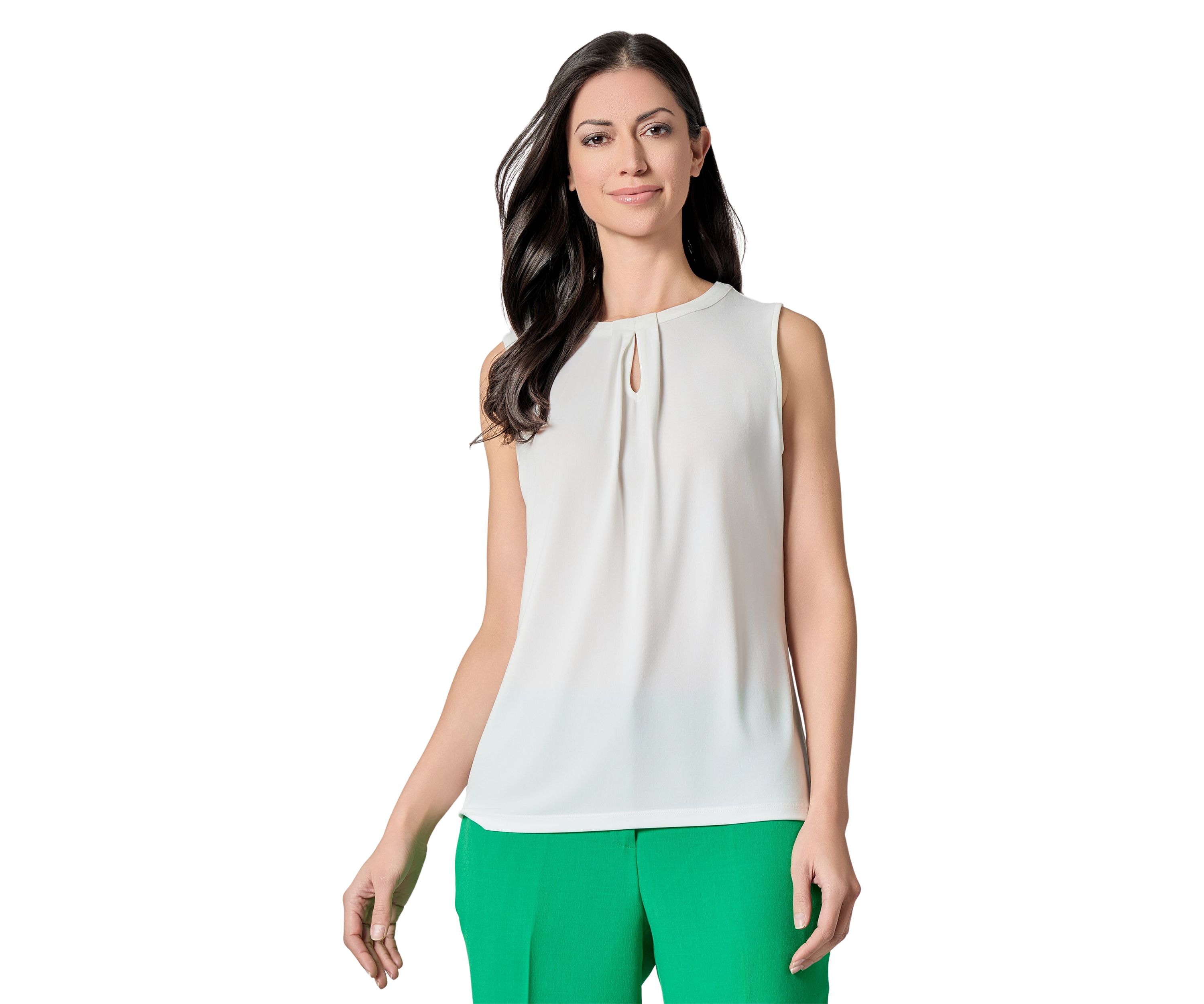 Womens Sleeveless Pleated Neck Knit Top
