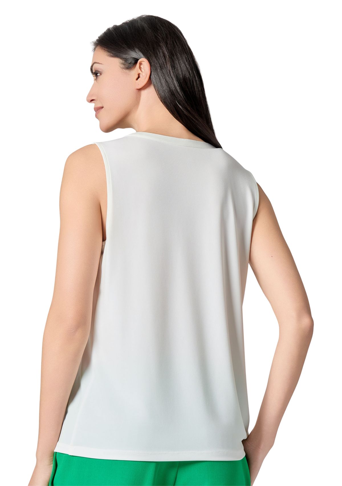 Womens Sleeveless Pleated Neck Knit Top