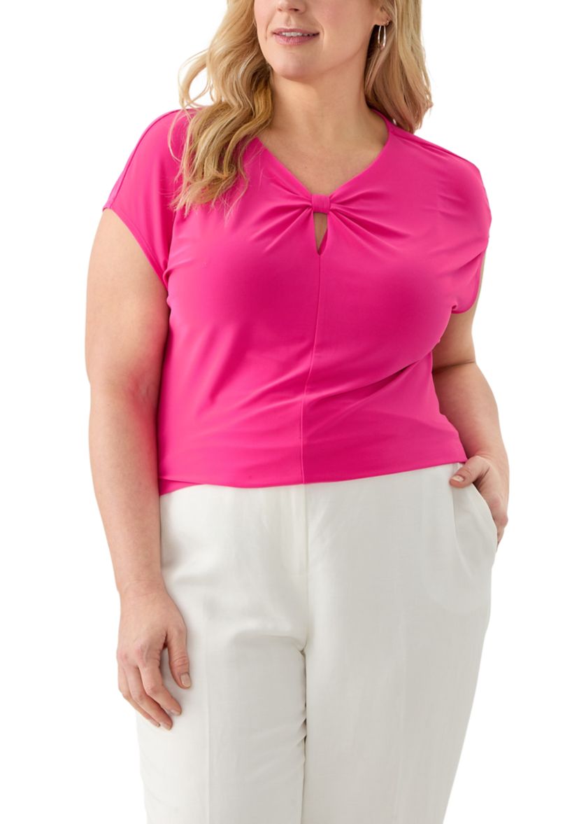 Plus Size Scrunch Neck Knit Top