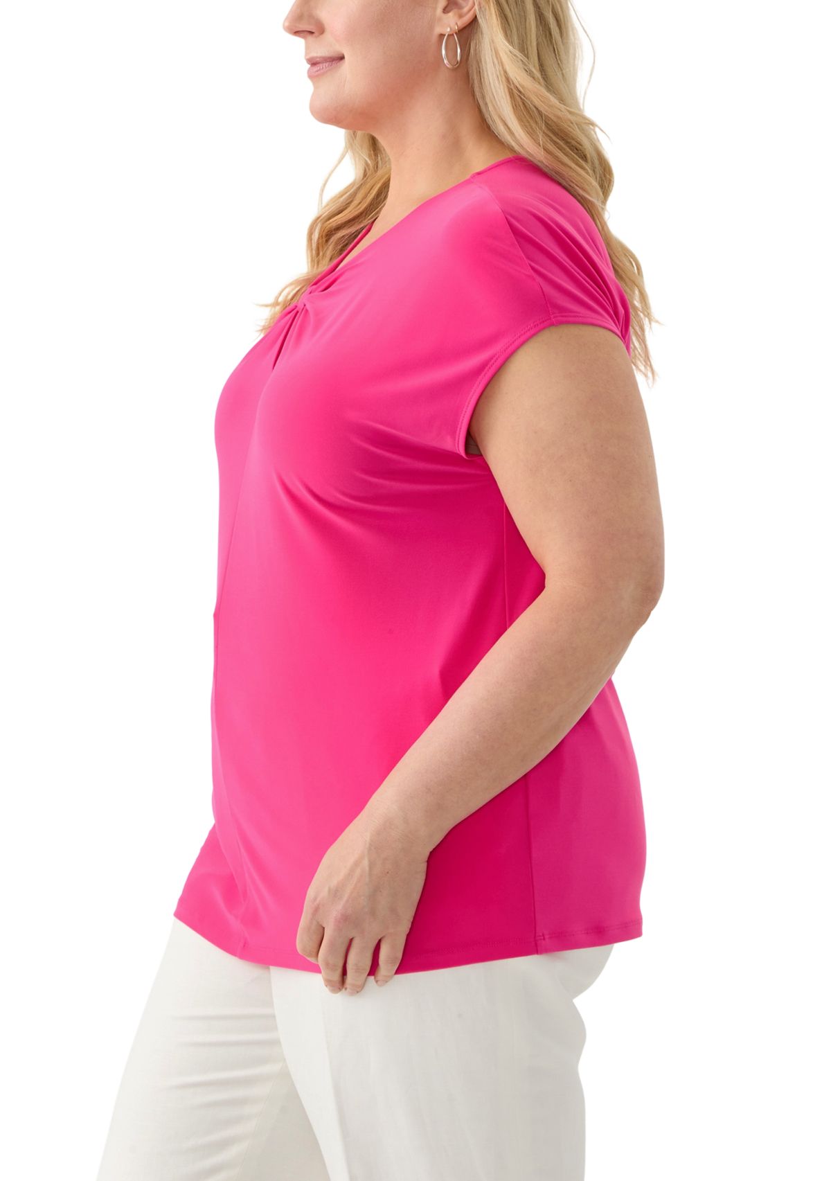 Plus Size Scrunch Neck Knit Top