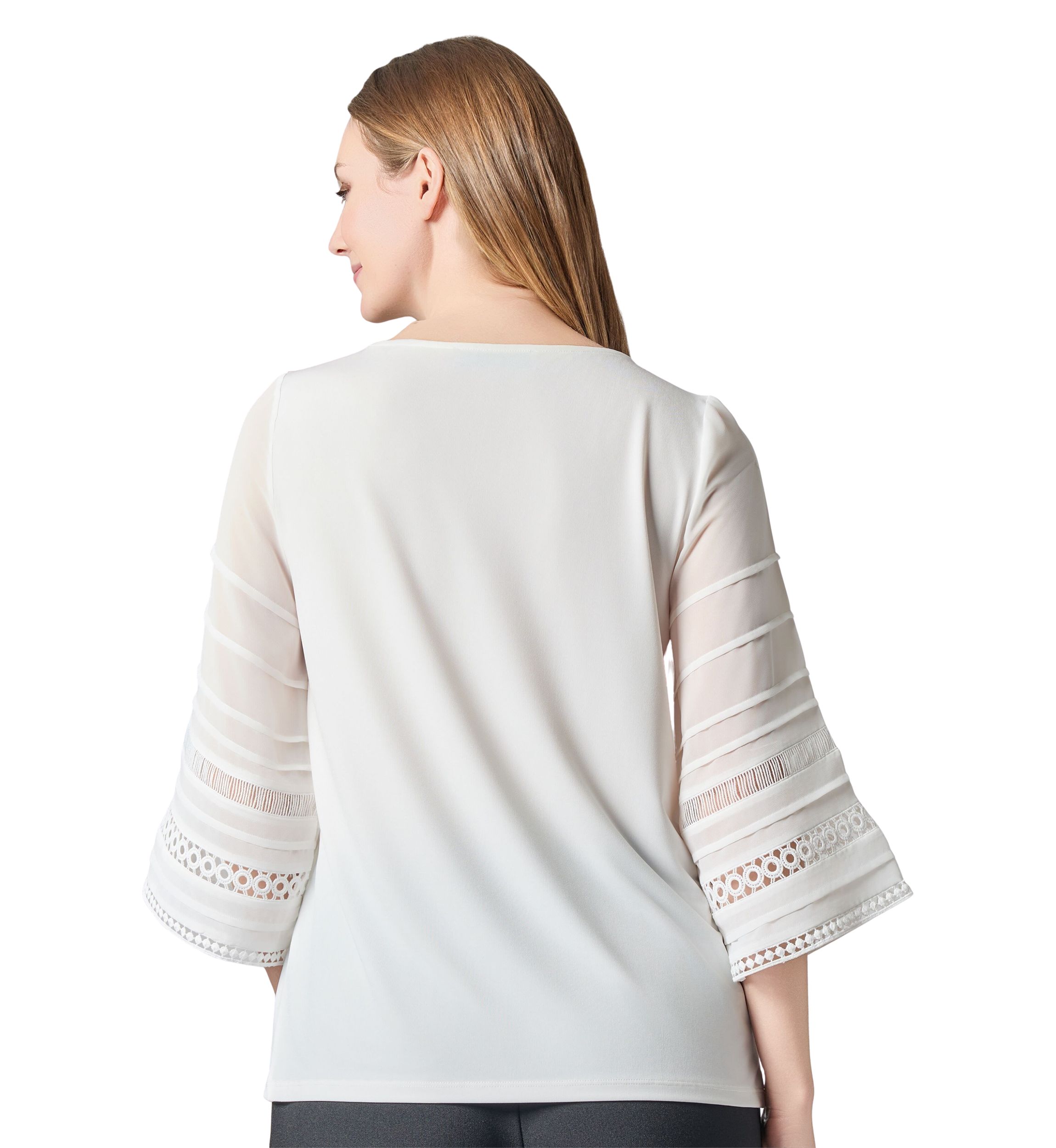 Womens Pleated Bell Sleeve Knit Top
