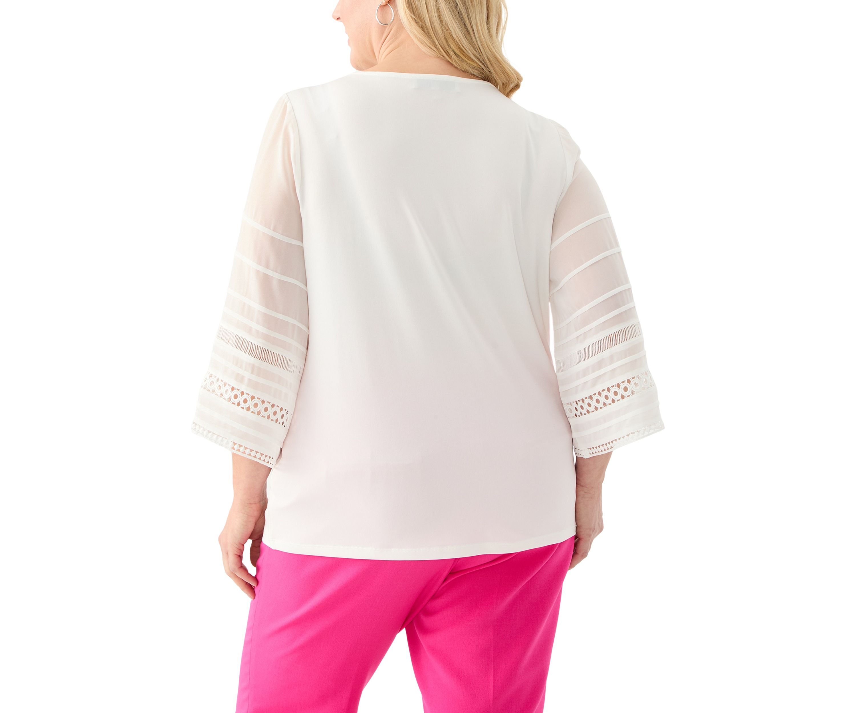 Plus Size Pleated Bell Sleeve Knit Top