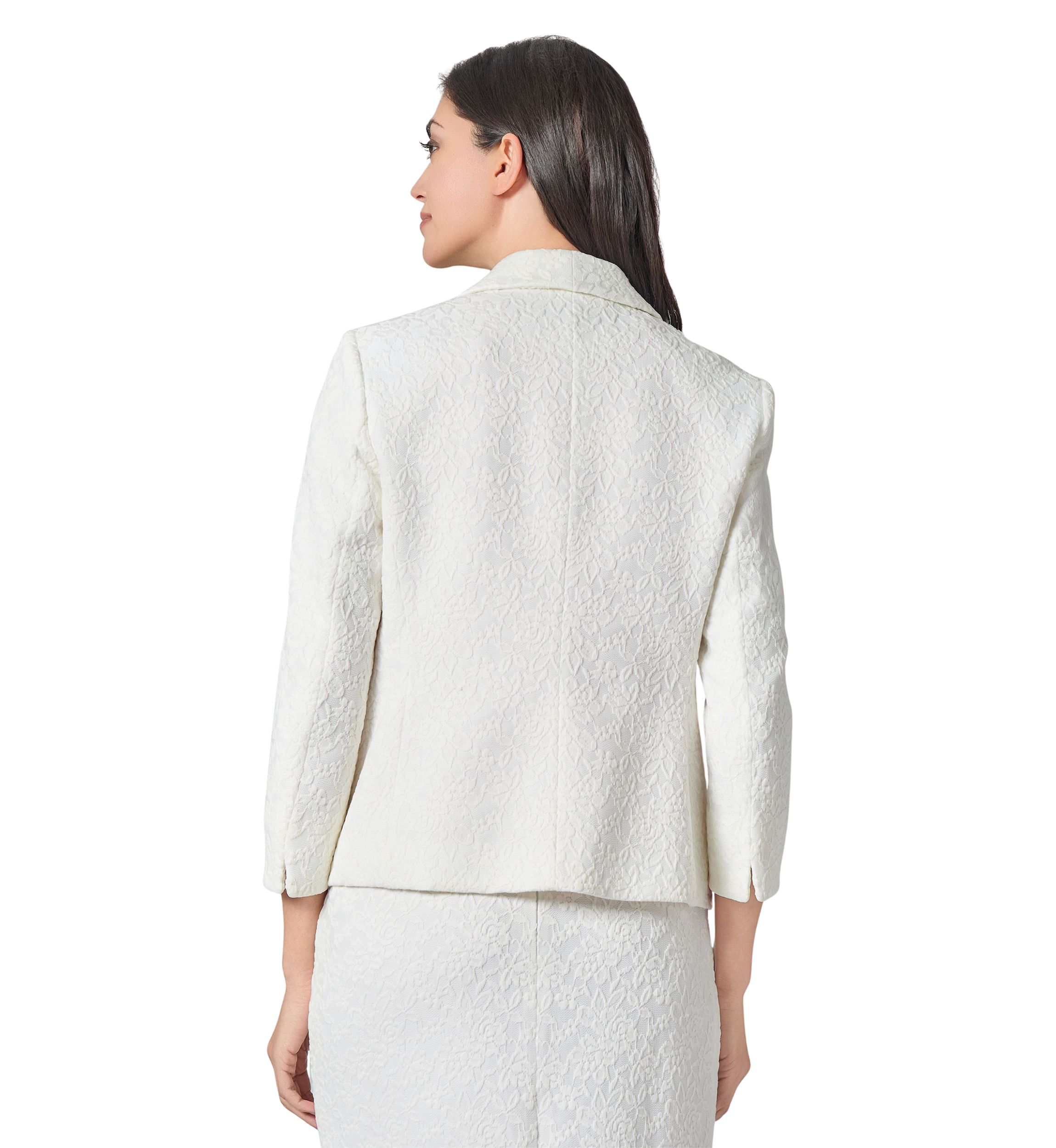 Womens Bonded Lace One Button Shawl Collar Suit Separate Jacket