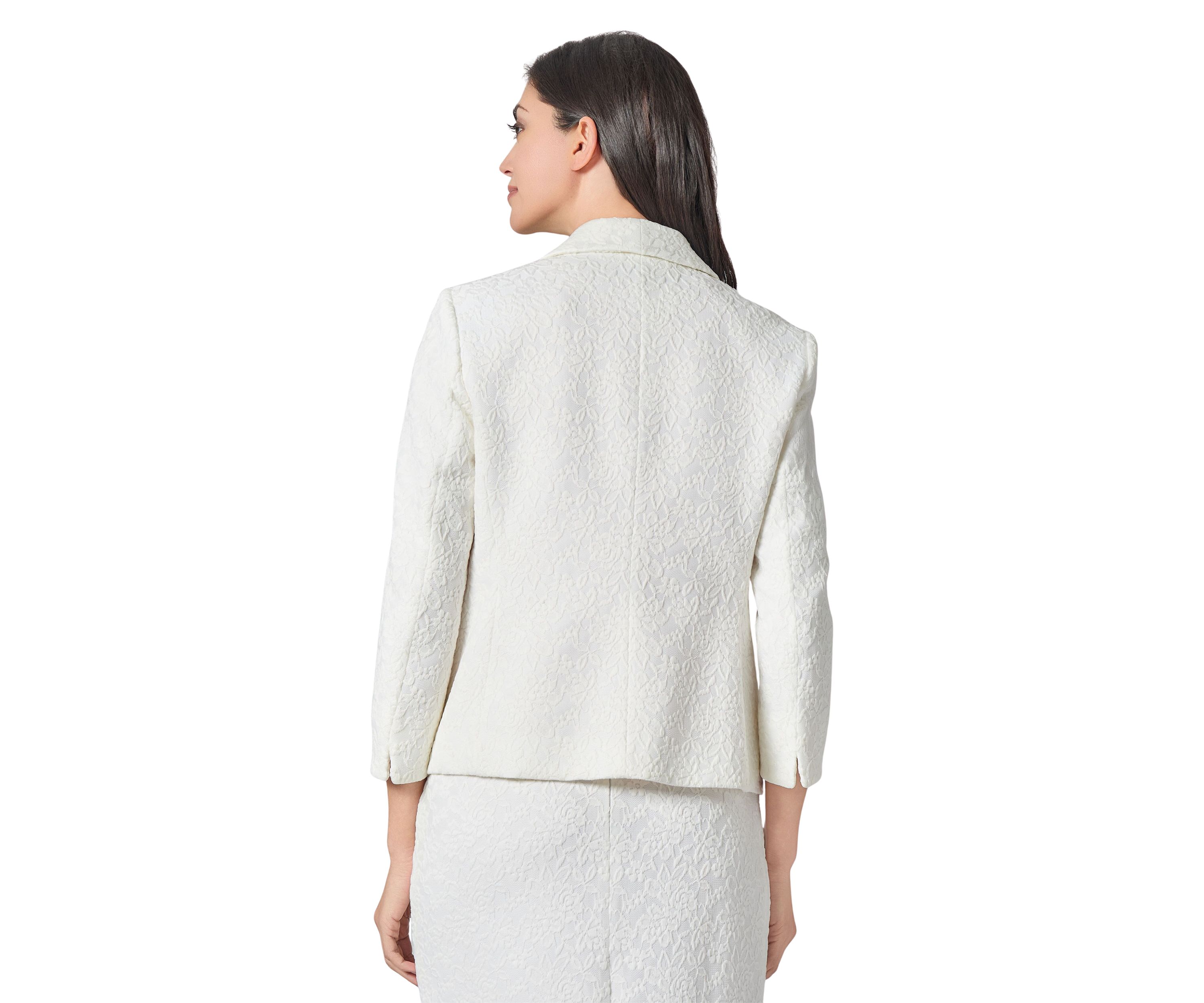 Womens Bonded Lace One Button Shawl Collar Suit Separate Jacket