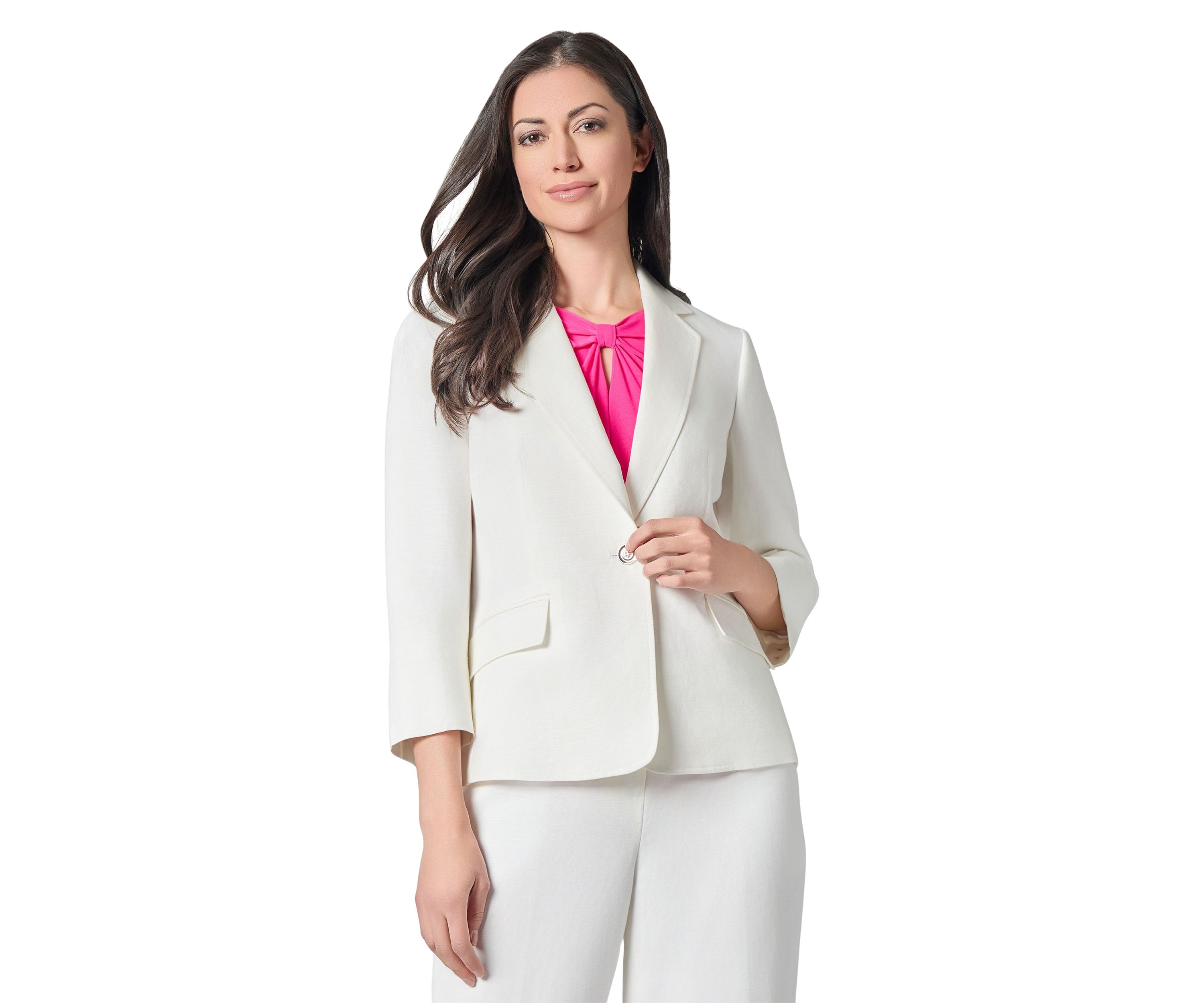 Womens Linen 3/4 Sleeve One Button Suit Separate Jacket