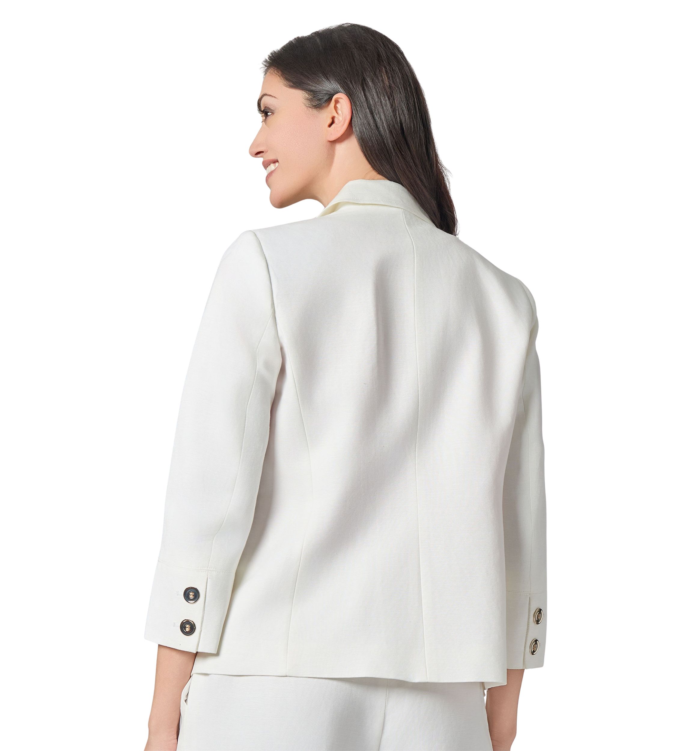 Petite Linen 3/4 Sleeve One Button Suit Separate Jacket