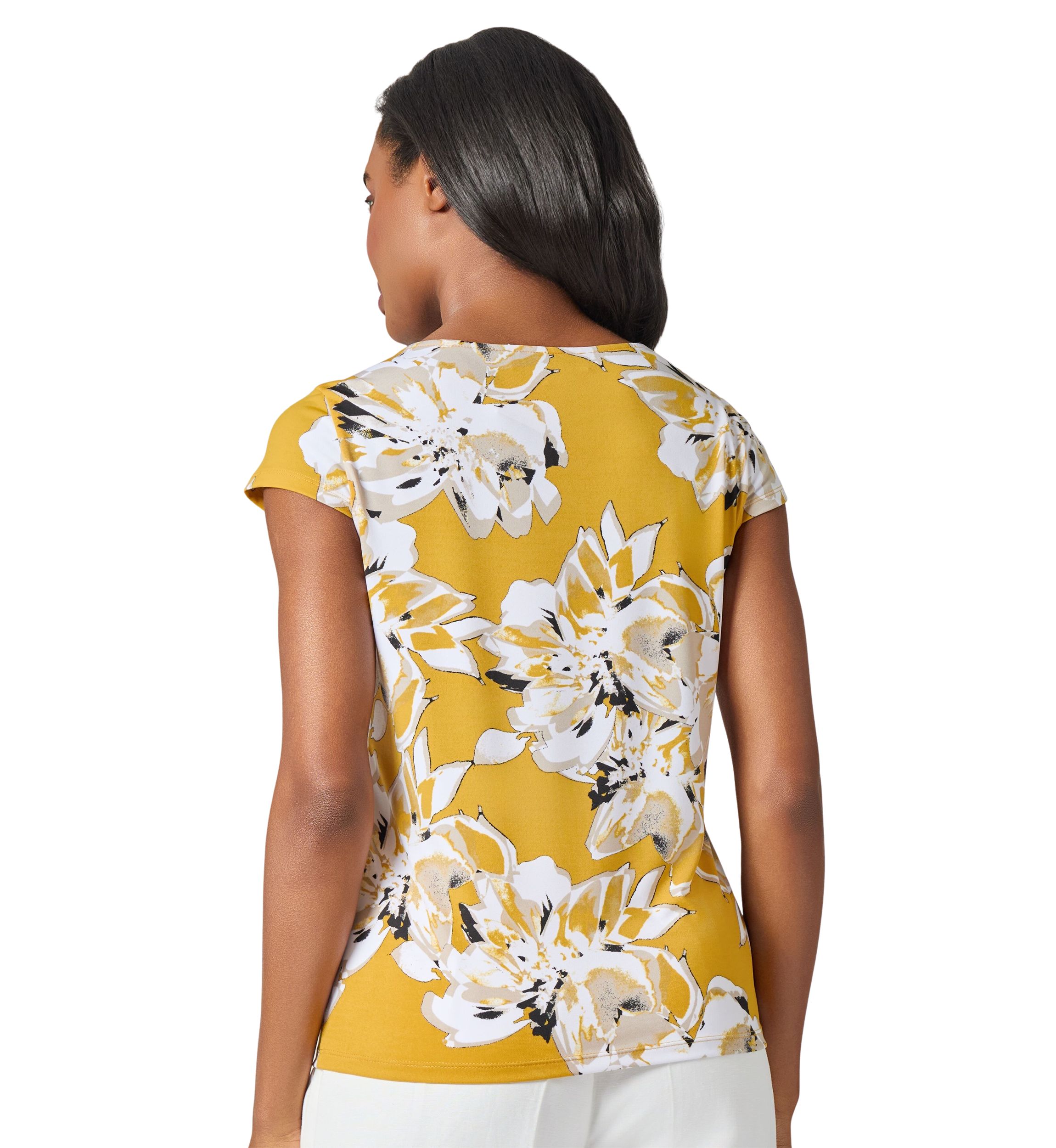 Womens Floral Print Cowl Neck Knit Top 