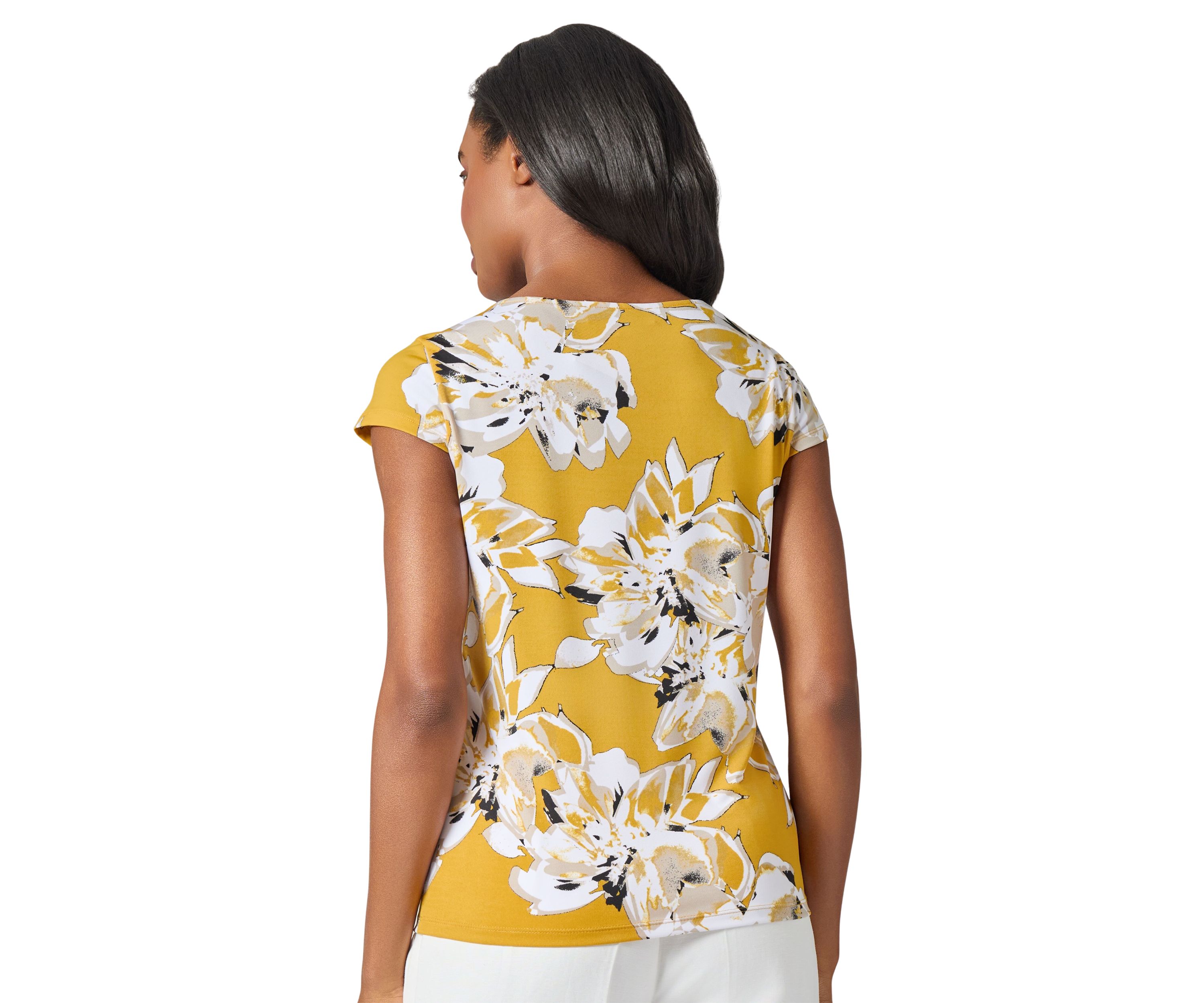Womens Floral Print Cowl Neck Knit Top 