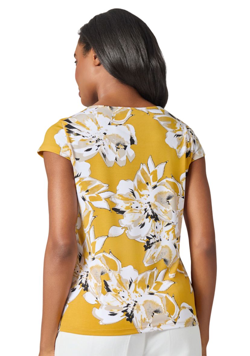 Womens Floral Print Cowl Neck Knit Top 