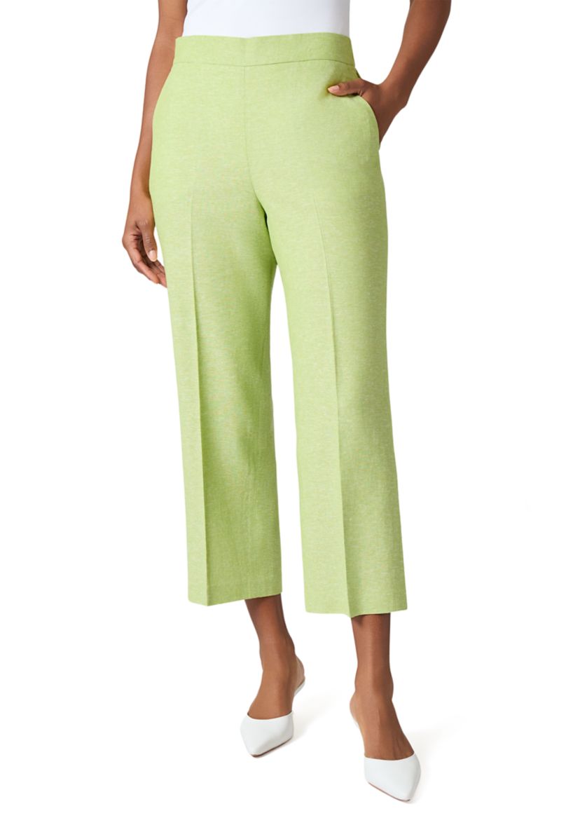 Cross Dye Linen Pull On Cropped Pants 