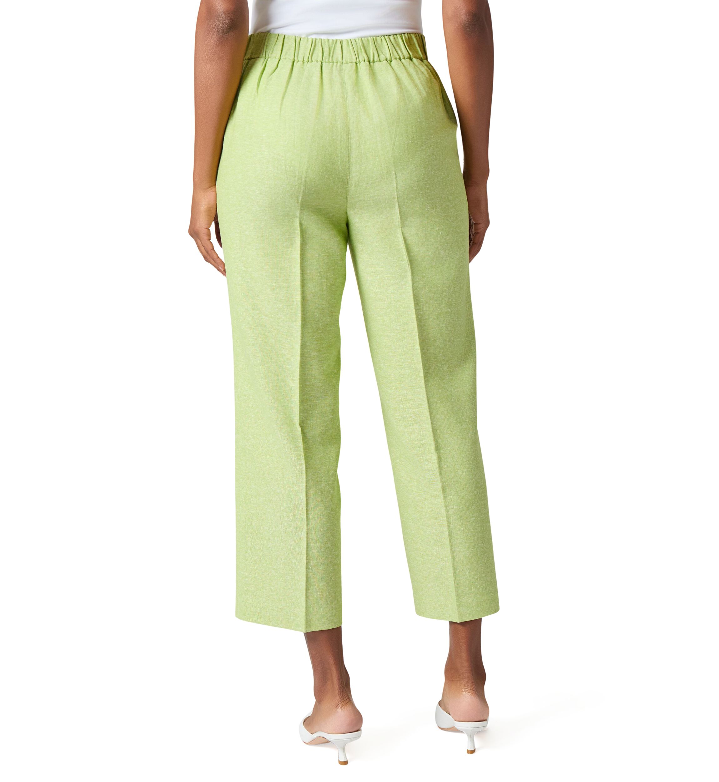 Cross Dye Linen Pull On Cropped Pants 