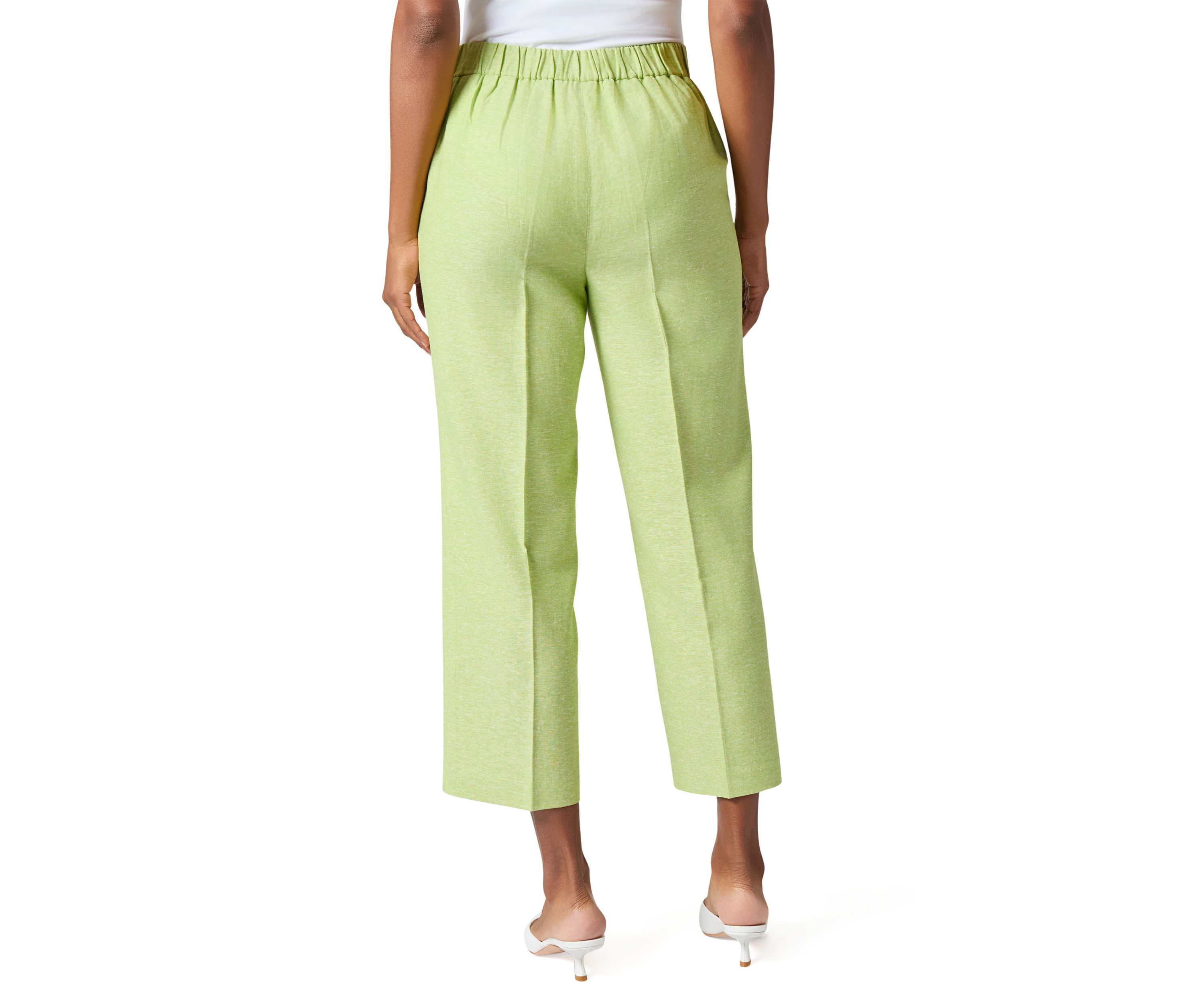 Cross Dye Linen Pull On Cropped Pants 