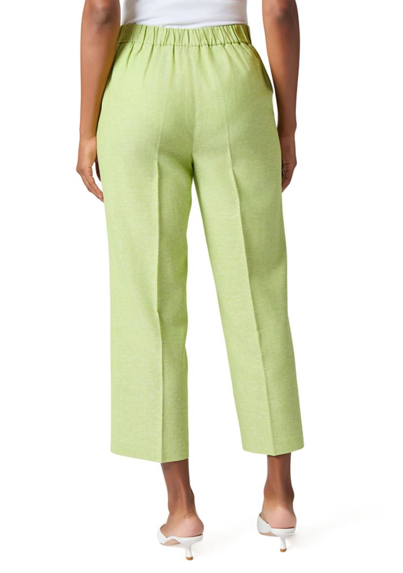 Cross Dye Linen Pull On Cropped Pants 