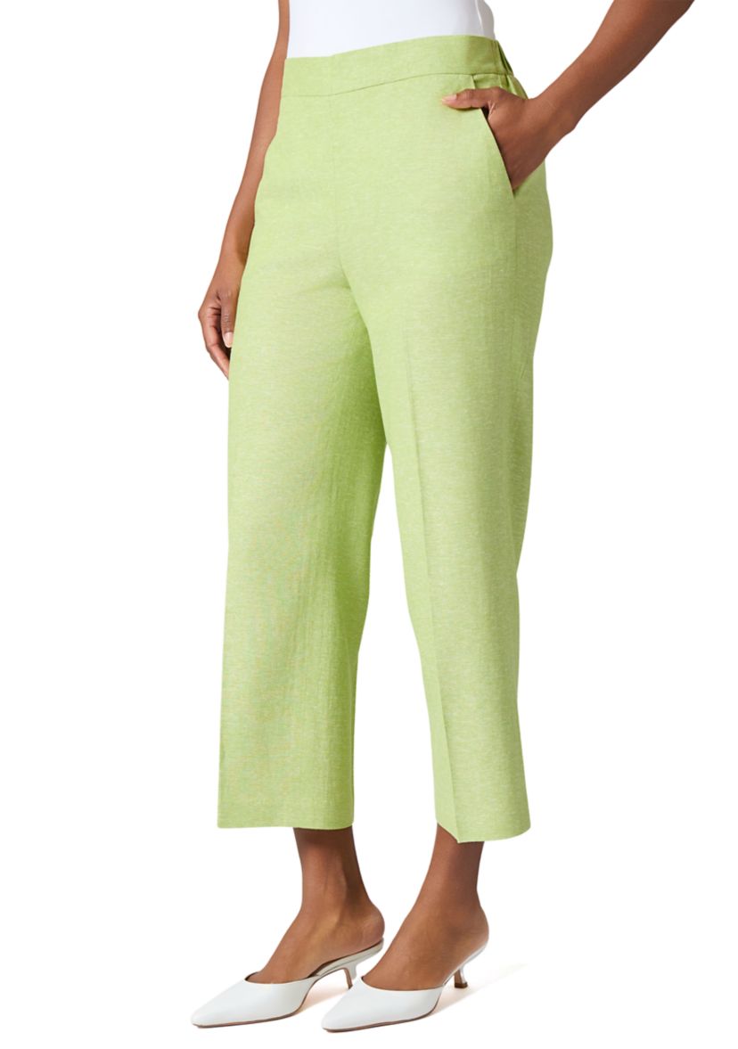 Cross Dye Linen Pull On Cropped Pants 