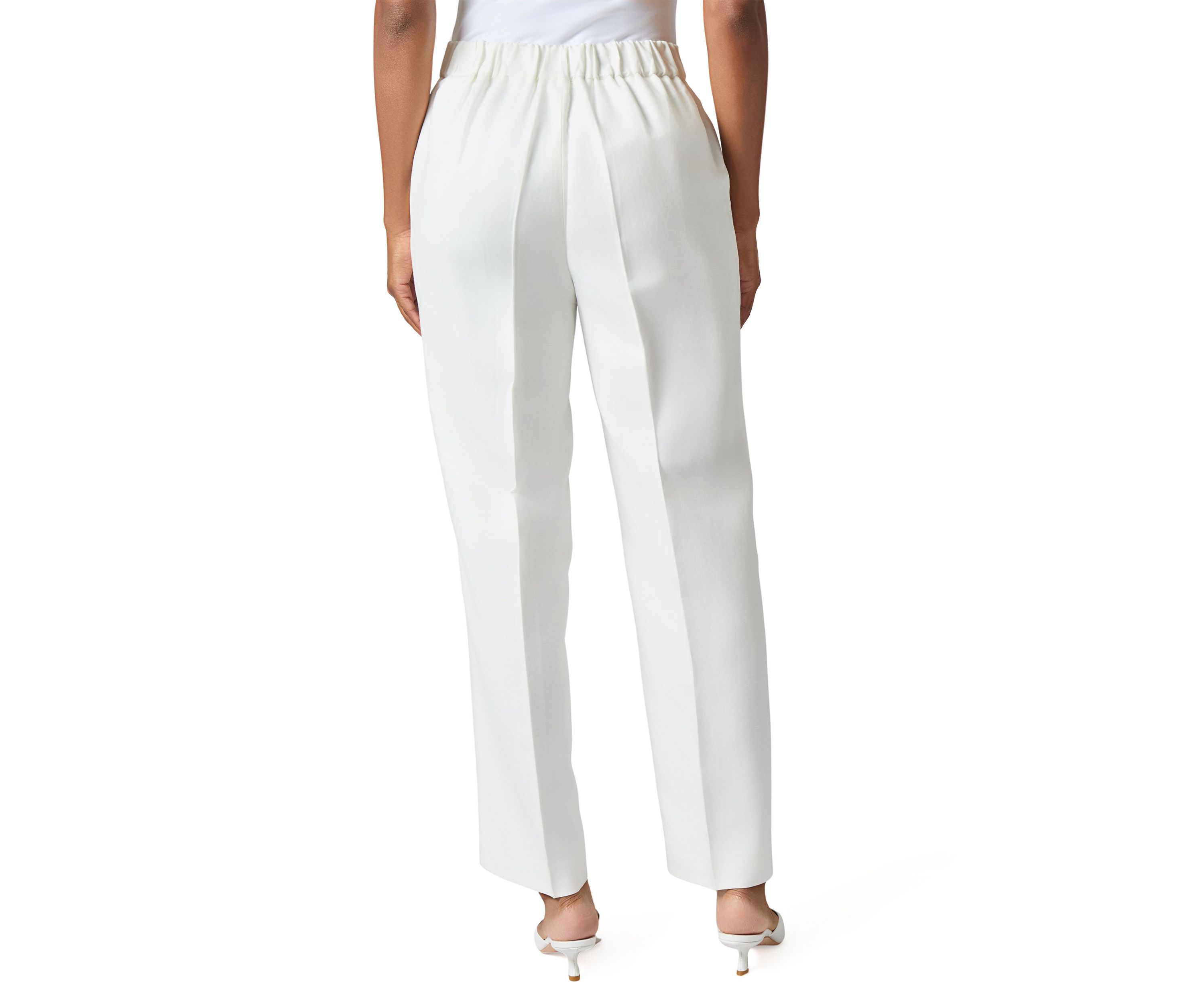 Womens Linen Pull On Belted Wide Leg Pants 