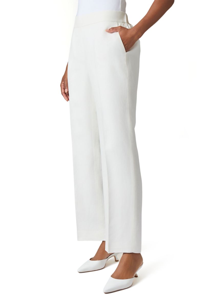 Womens Linen Pull On Belted Wide Leg Pants 