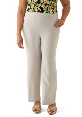 Kasper Women's Plus Size Pebble Crepe Pull On Pants