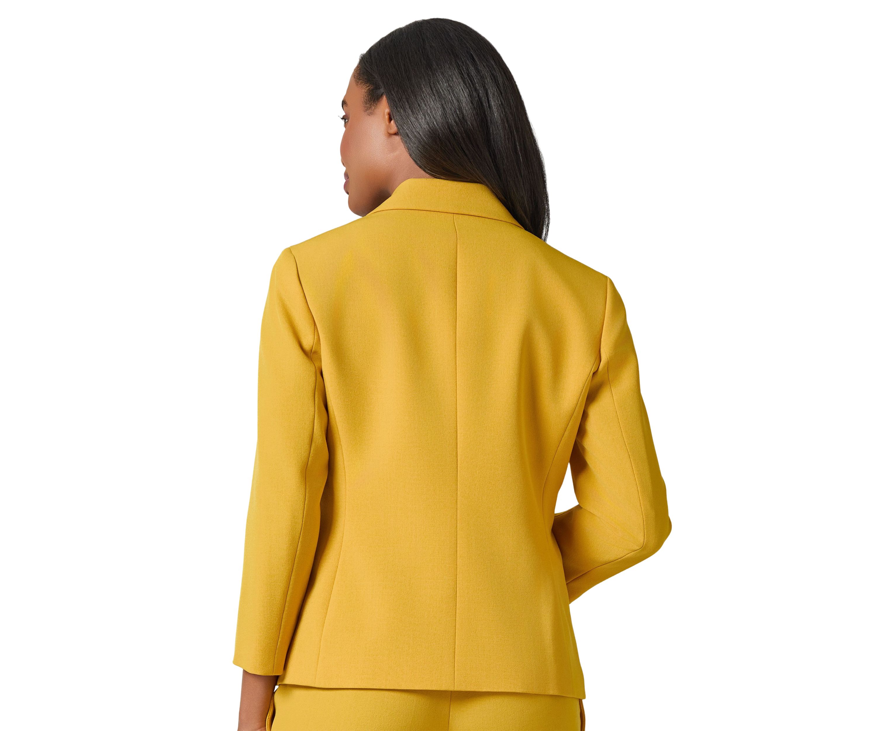 Womens Stretch Crepe 3/4 Sleeve Jacket with Novelty Closure