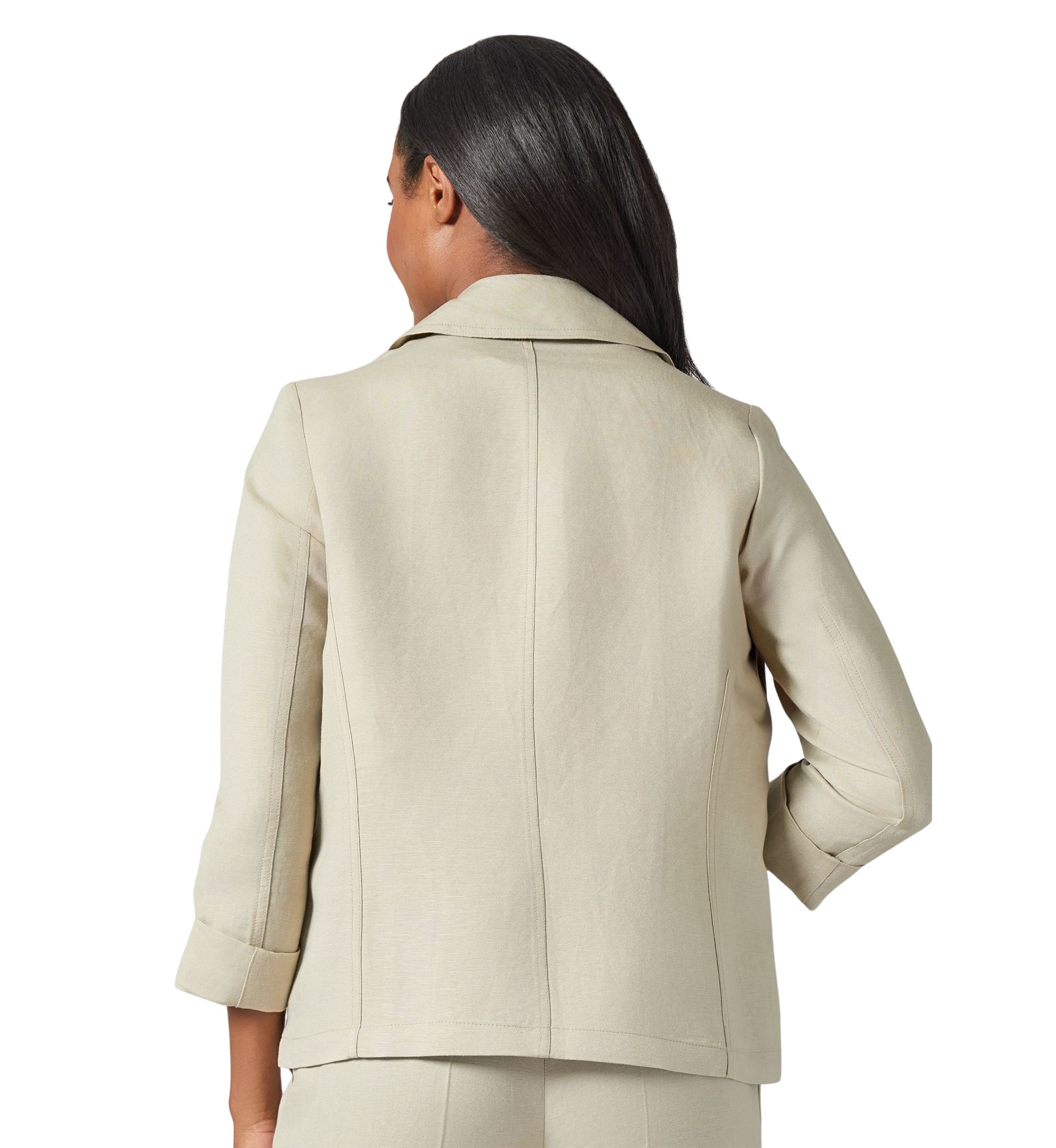 Petite Linen Seamed Open Jacket