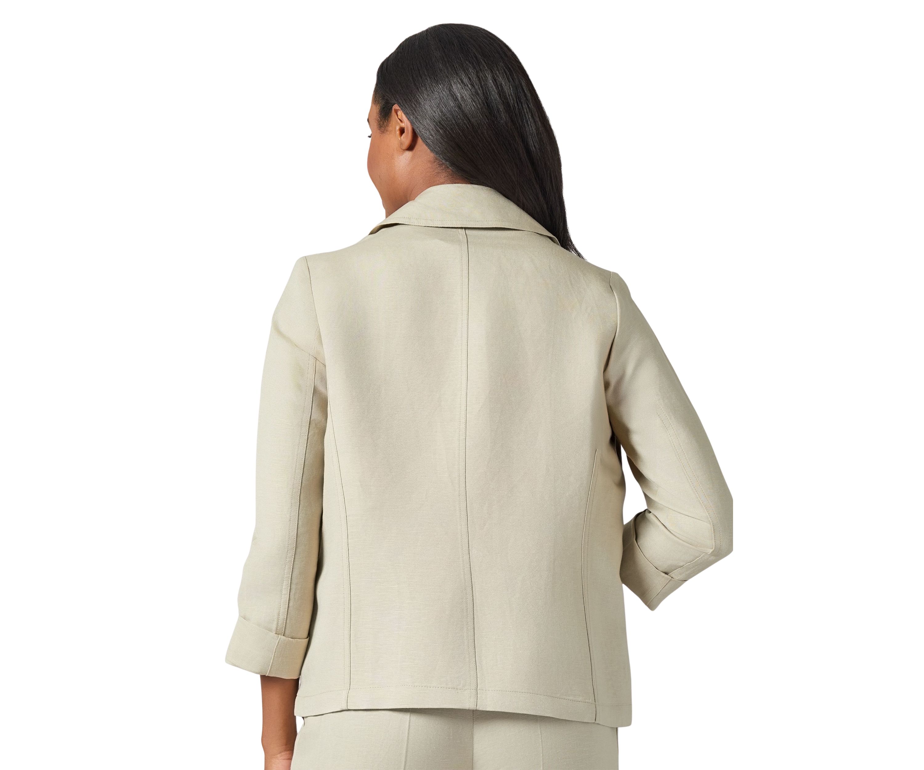 Petite Linen Seamed Open Jacket