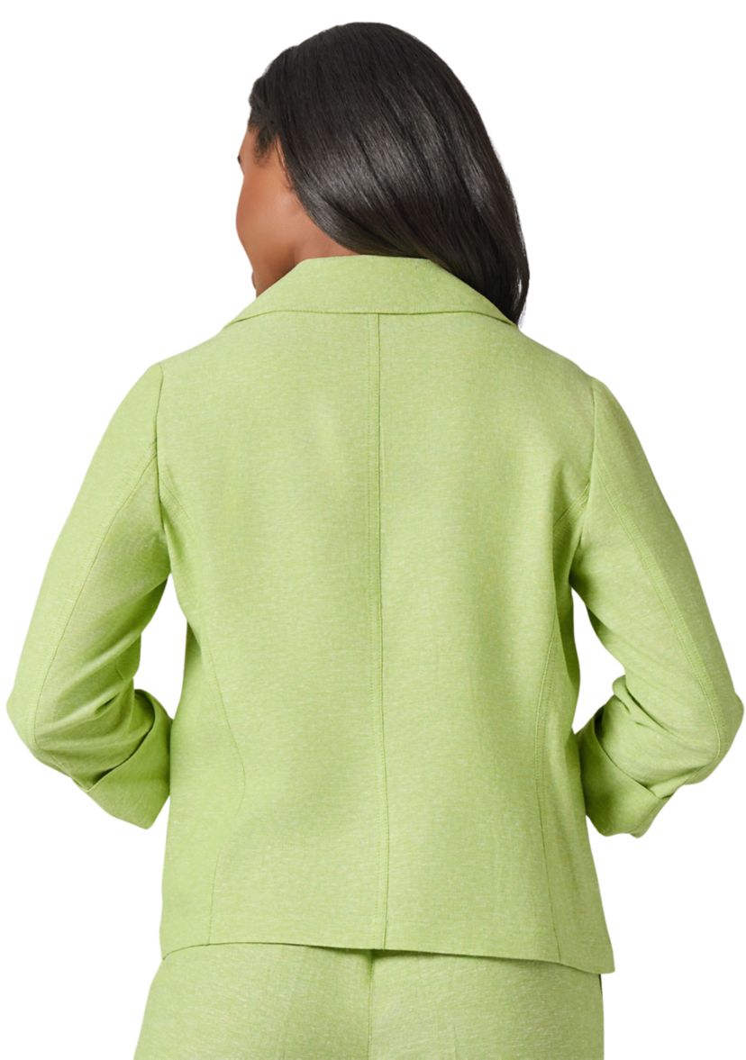 Womens Cross Dye Linen Seamed Open Jacket 