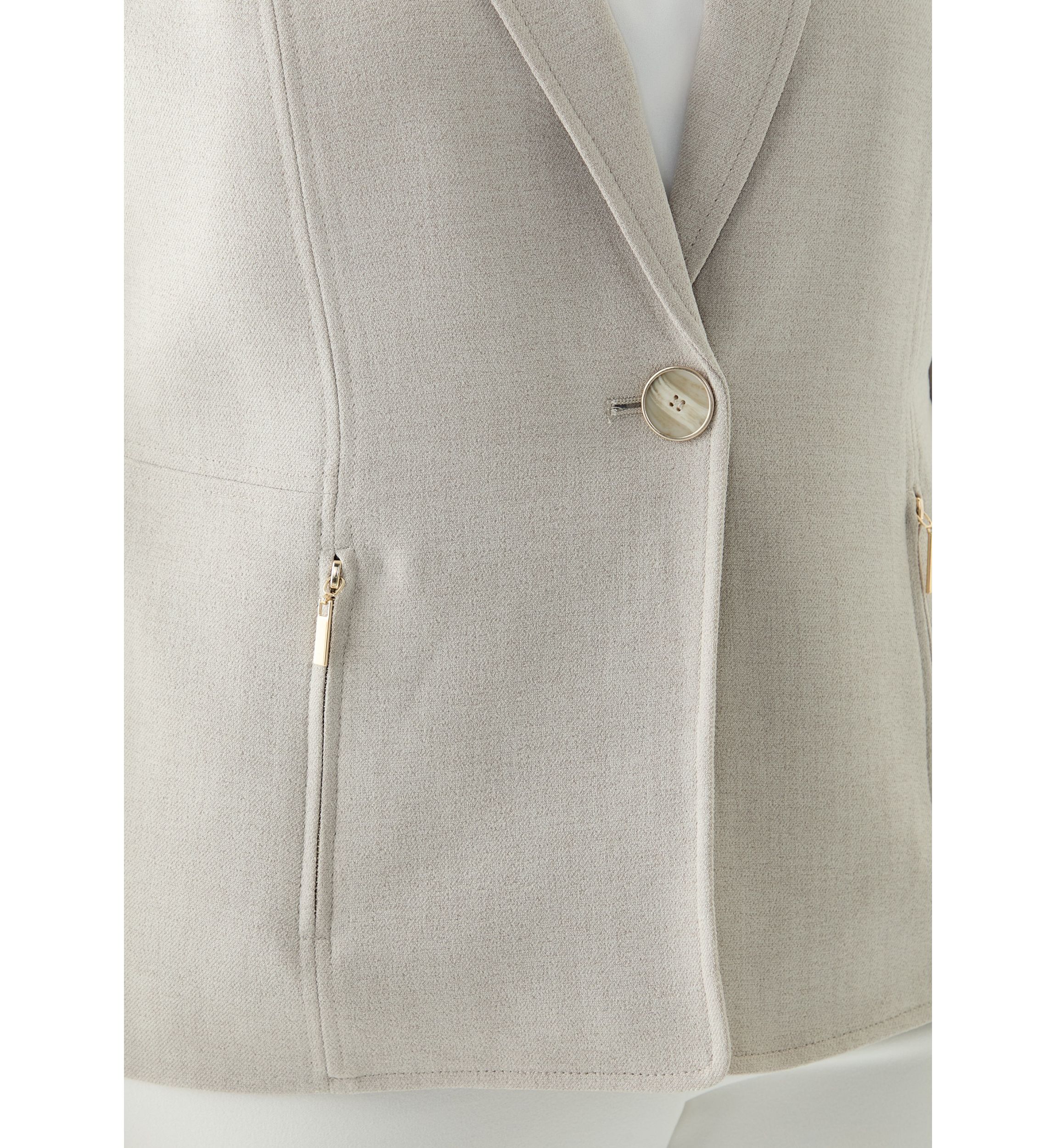 Plus Size Pebble Crepe One Button Jacket with Zip Pockets 
