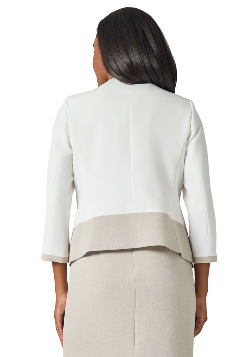 Womens Stretch Crepe Color Block Cardigan Jacket 
