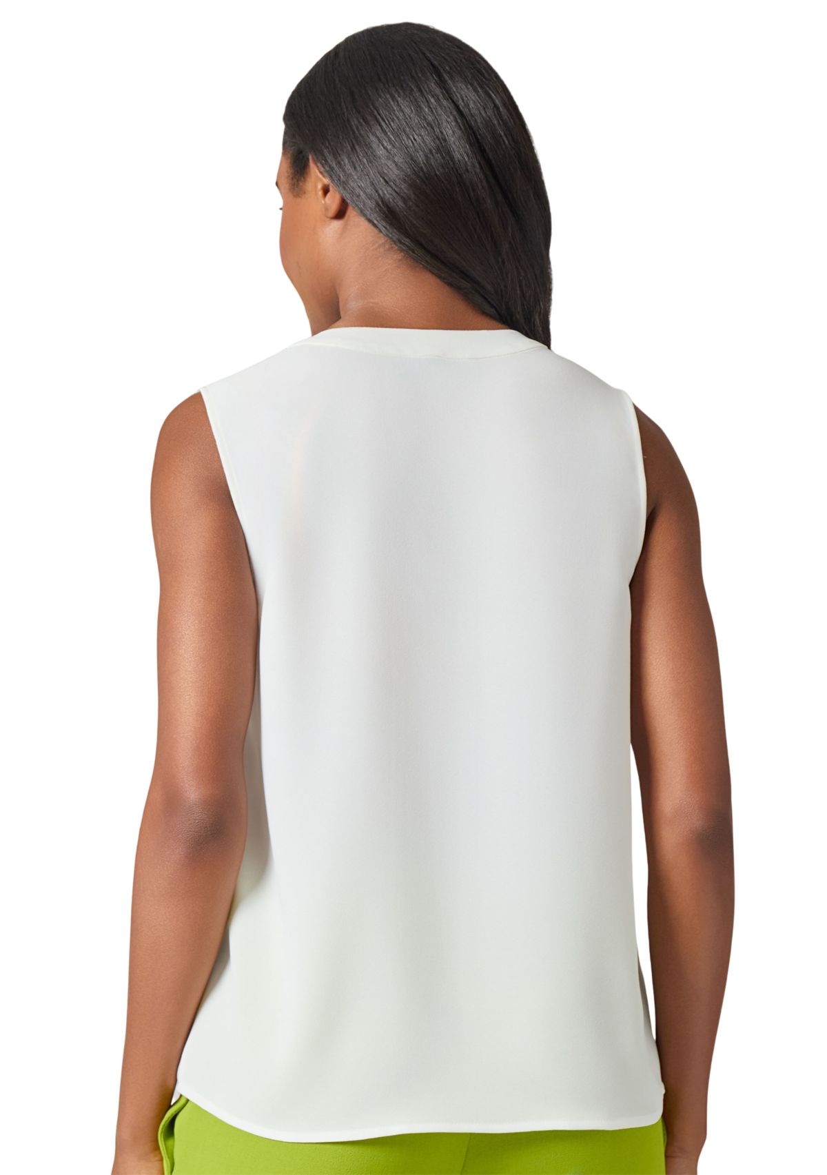 Womens Seamed V-Neck Sleeveless Blouse 