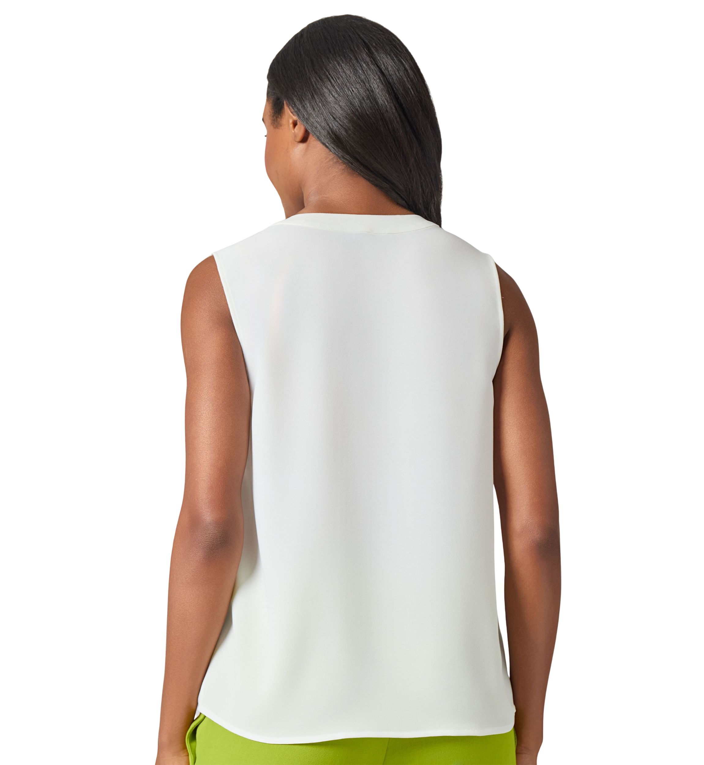 Womens Seamed V-Neck Sleeveless Blouse 