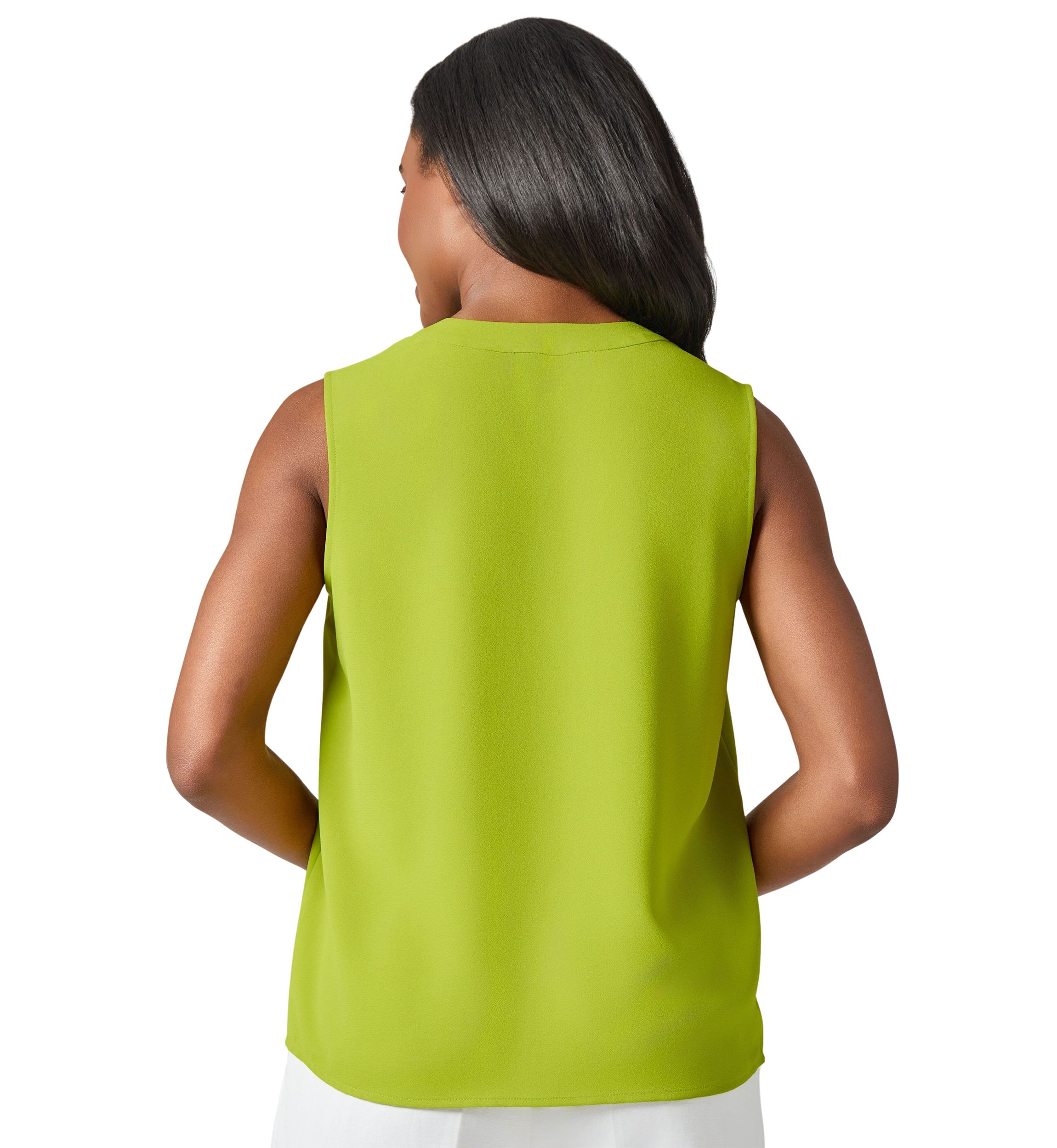 Petite Seamed V-Neck Sleeveless Blouse