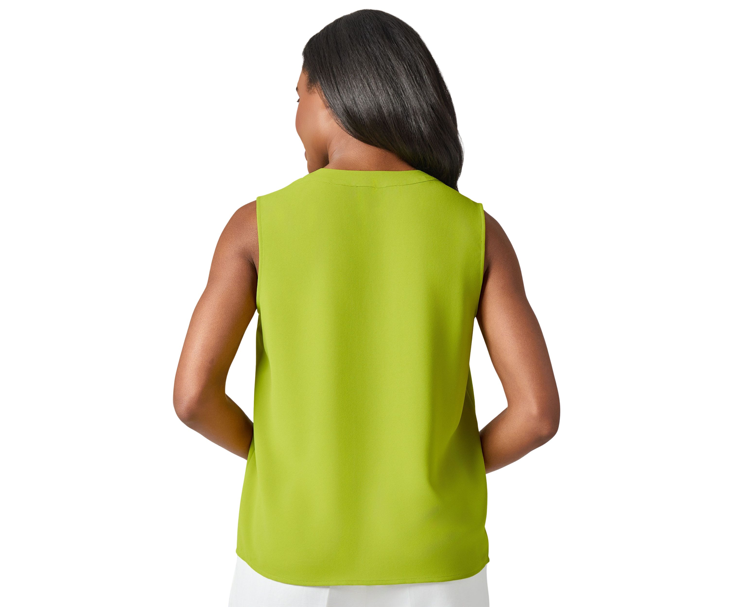 Petite Seamed V-Neck Sleeveless Blouse