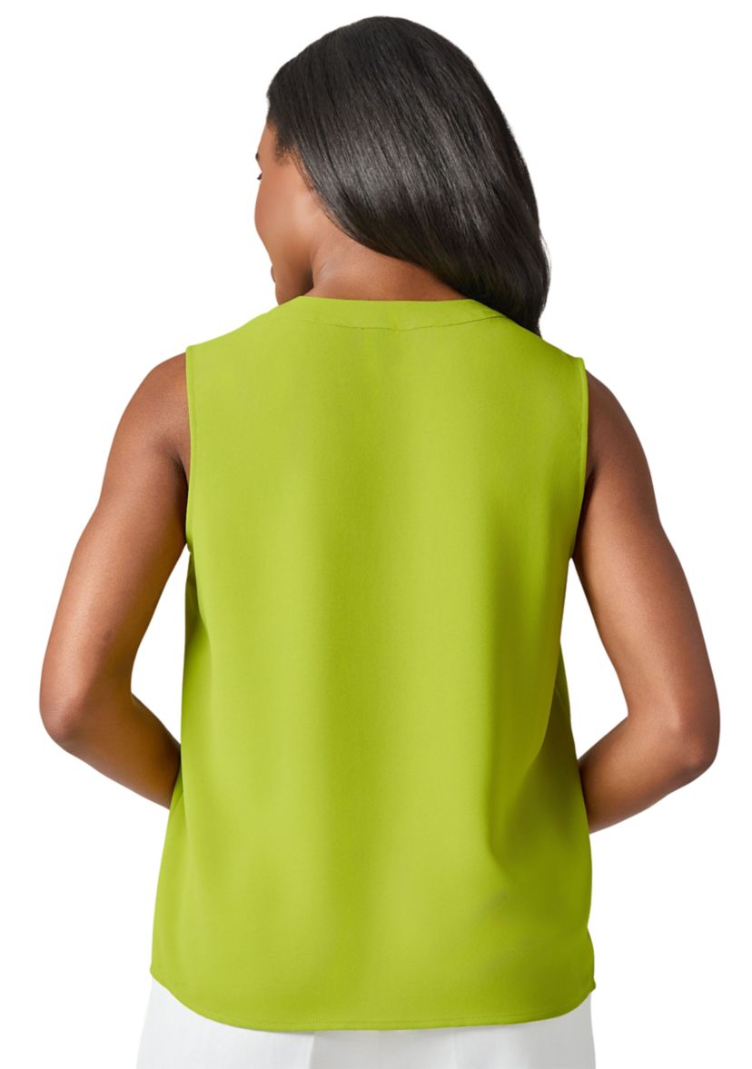 Petite Seamed V-Neck Sleeveless Blouse