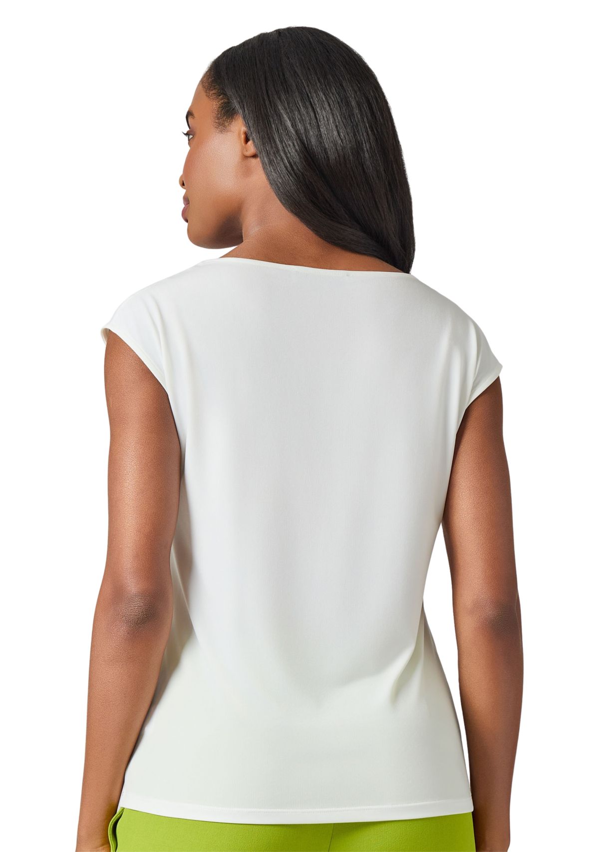 Womens Beaded Neck Cap Sleeve Top