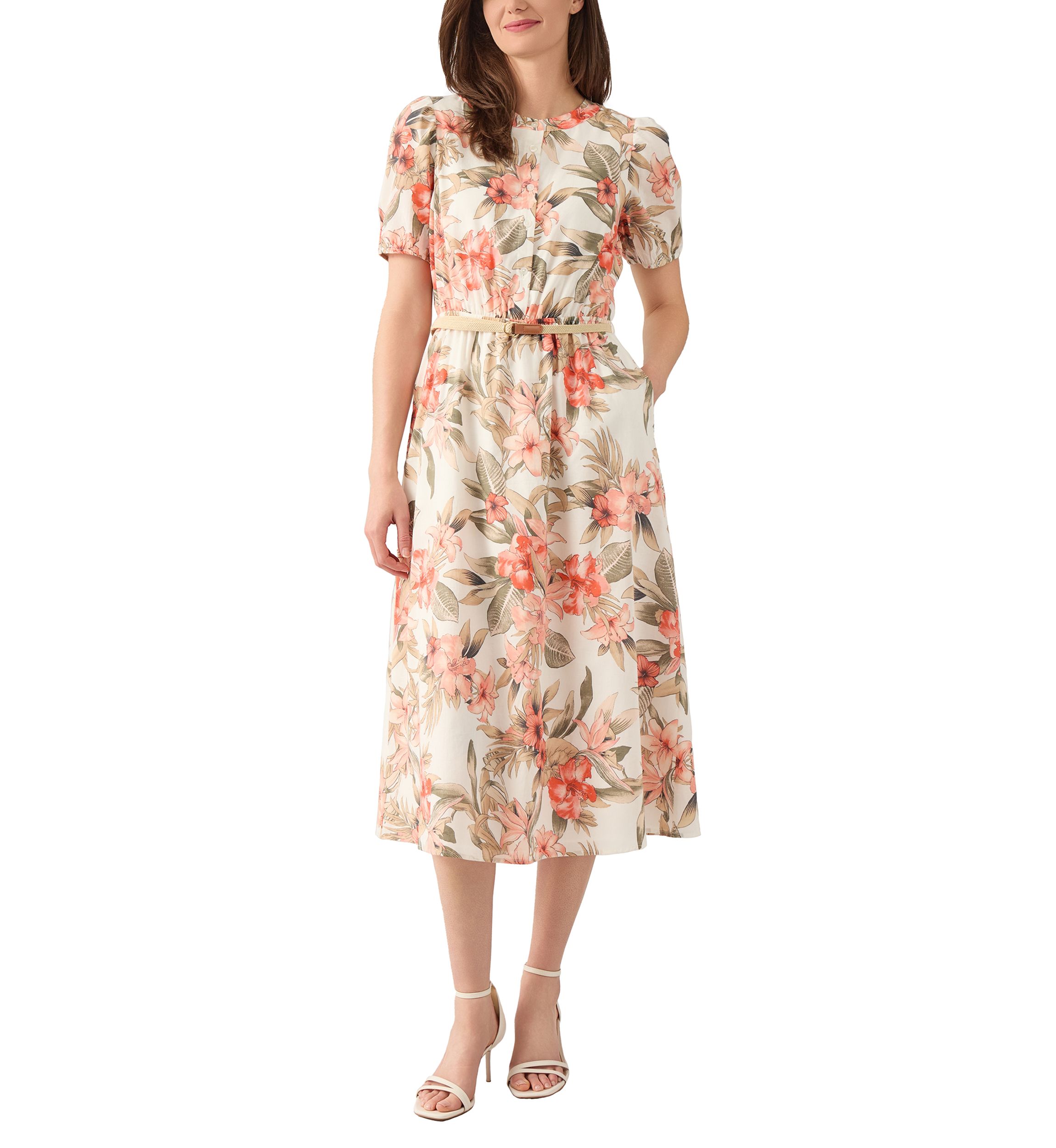 Womens Short Puff Sleeve Shirtdress
