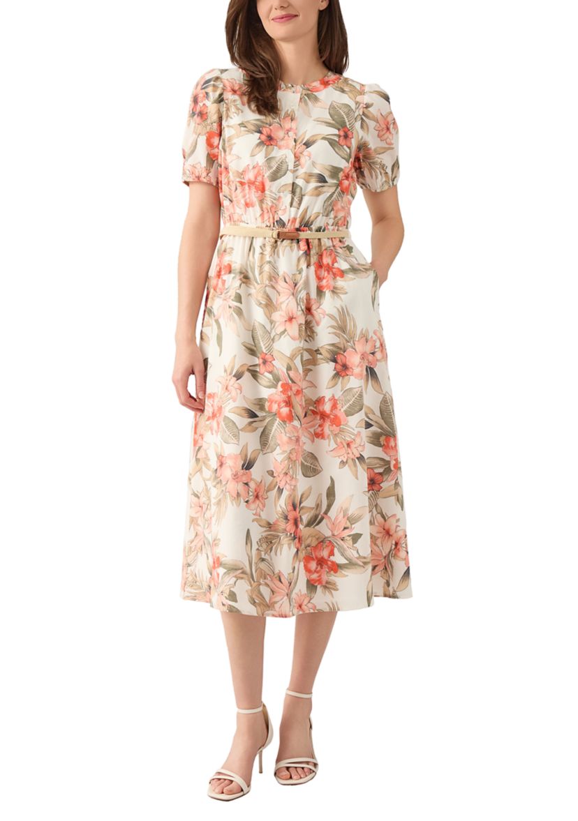 Womens Short Puff Sleeve Shirtdress