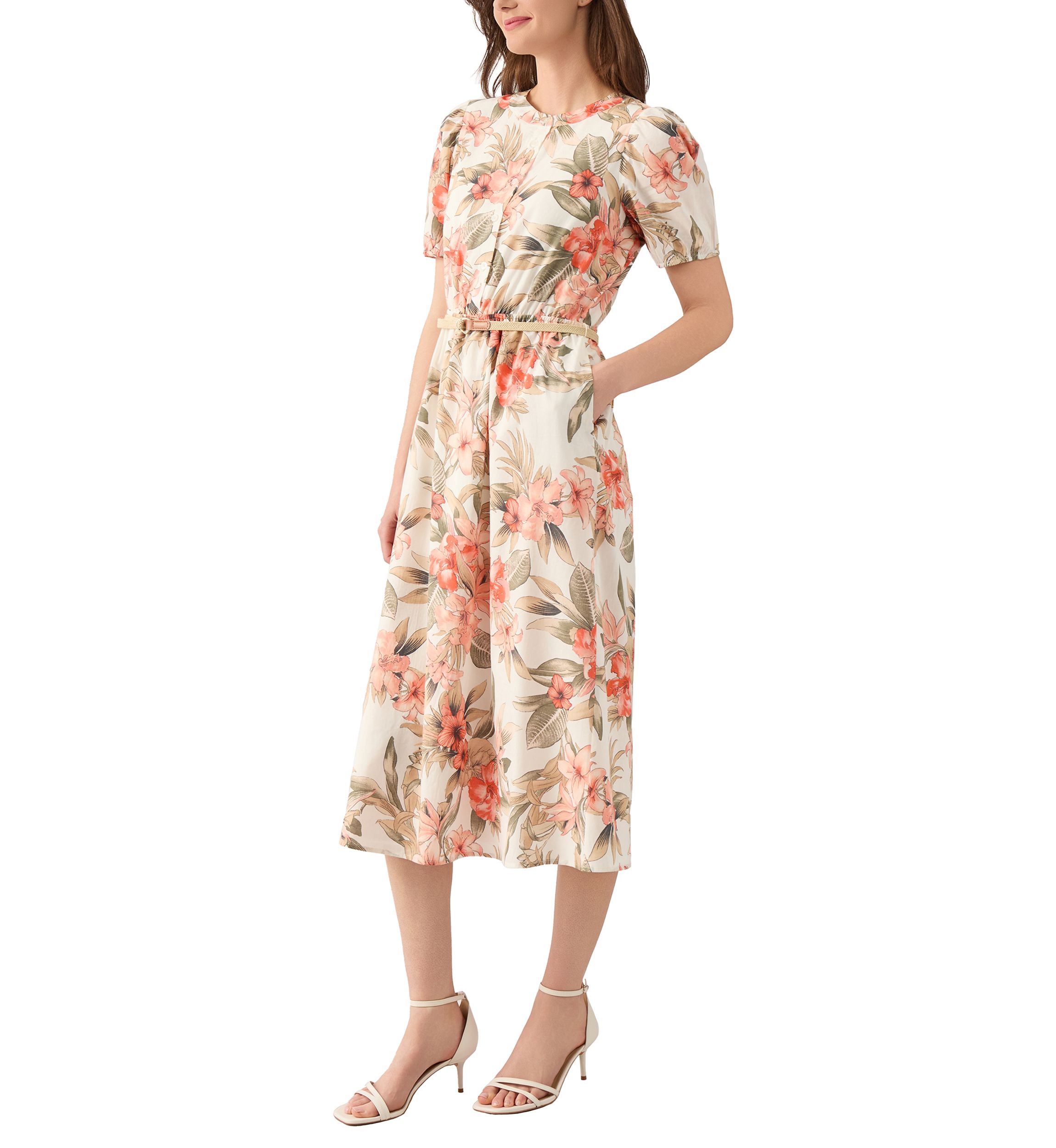 Womens Short Puff Sleeve Shirtdress