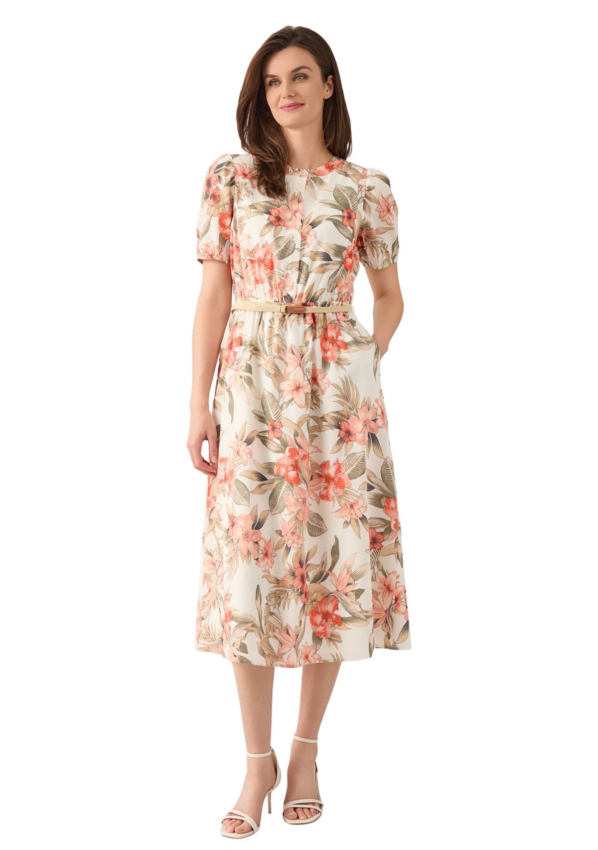 Petite Short Puff Sleeve Shirtdress