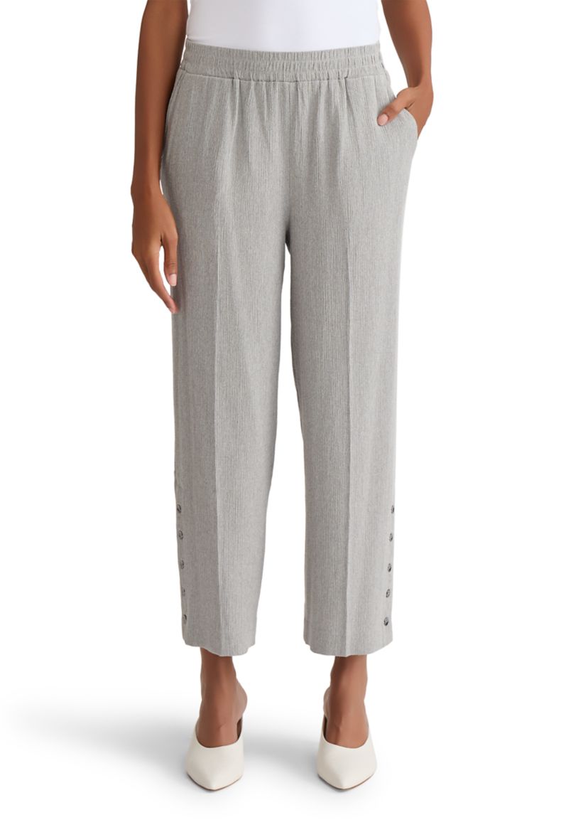 Womens Crinkle Knit Pull On Pants with Side Slits