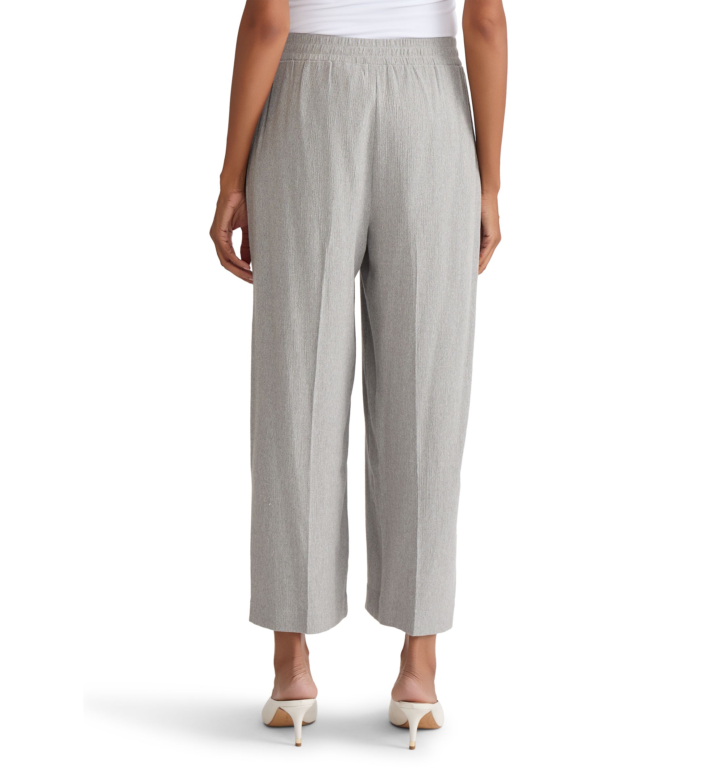 Womens Crinkle Knit Pull On Pants with Side Slits