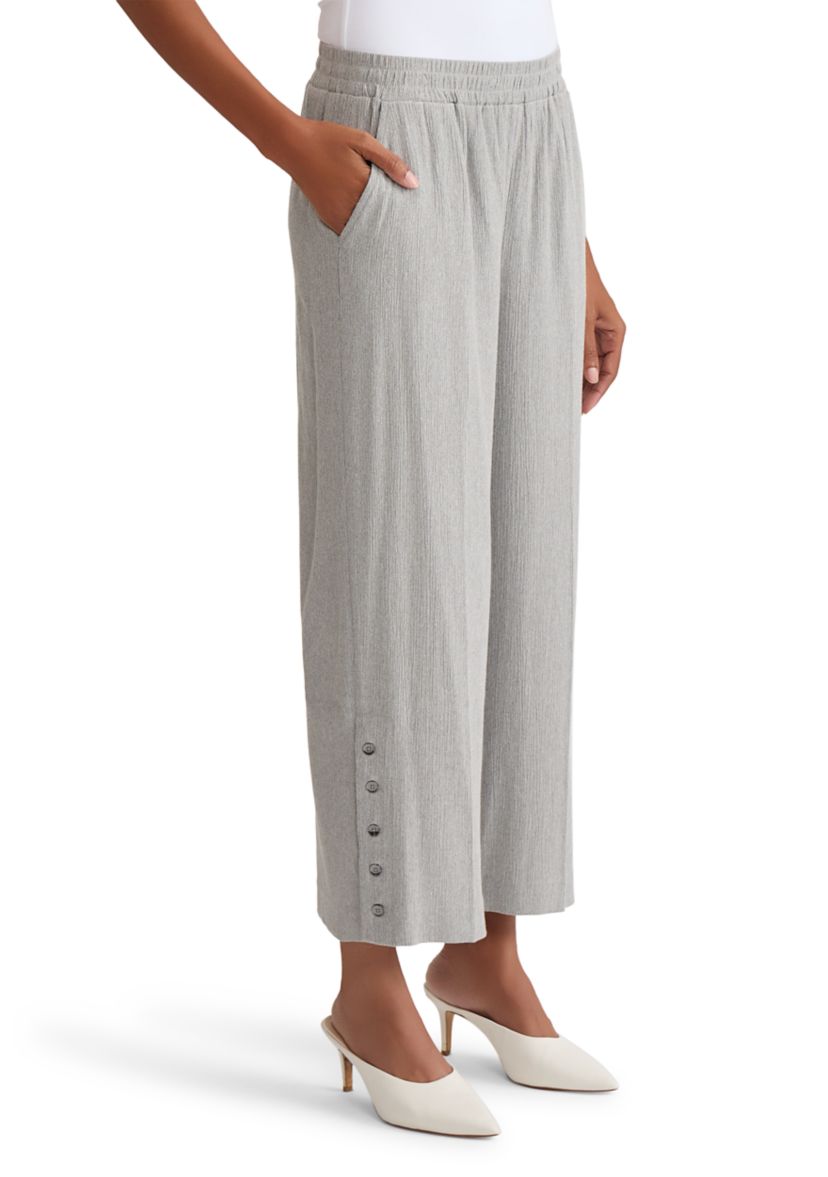 Womens Crinkle Knit Pull On Pants with Side Slits