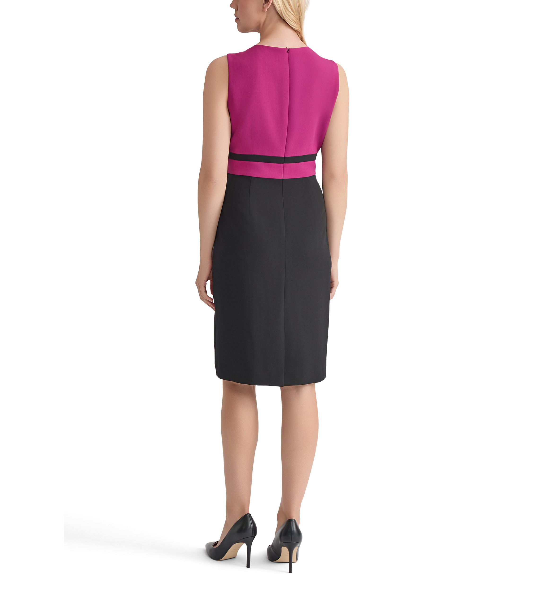Womens Stretch Crepe Color Blocked Sheath Dress