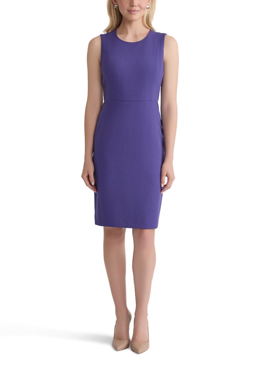Womens Stretch Crepe Seamed Sheath Dress 