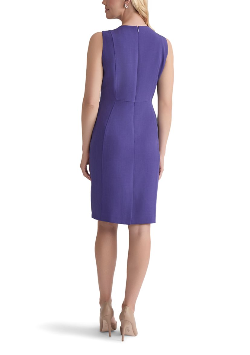 Womens Stretch Crepe Seamed Sheath Dress 