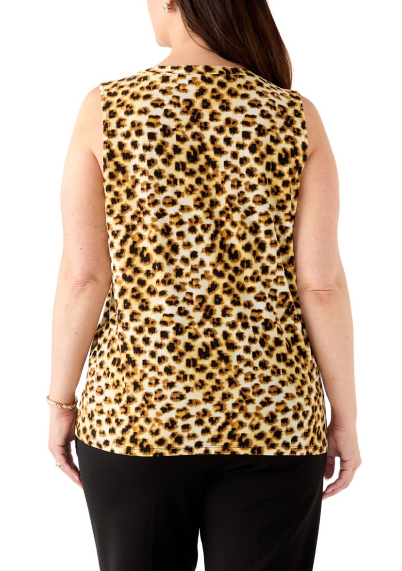 Plus Size Animal Print Knit Top