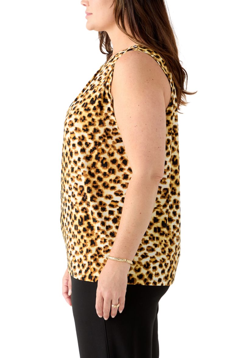 Plus Size Animal Print Knit Top