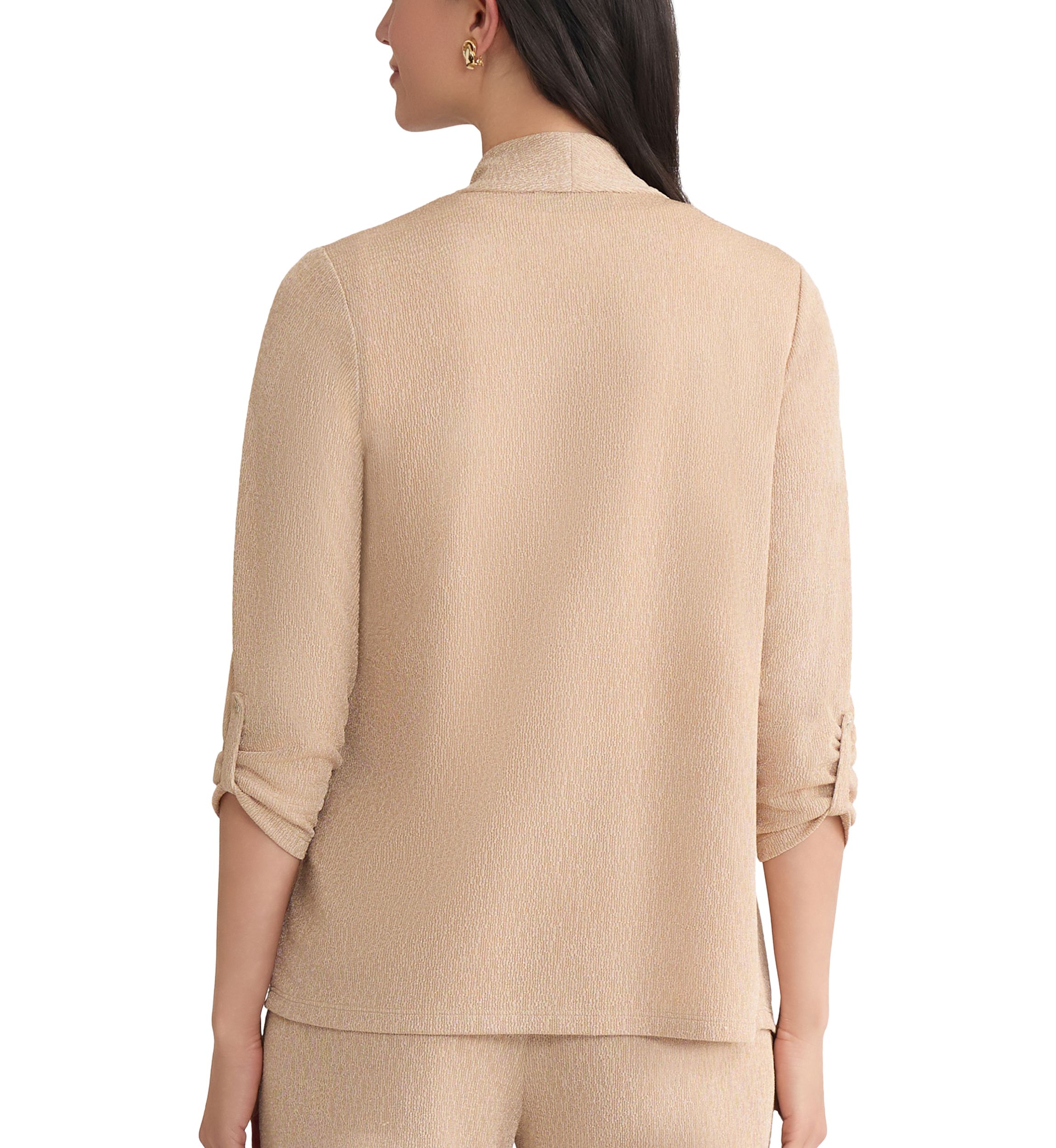 Womens Shimmer Knit 3/4 Sleeve Cardigan 