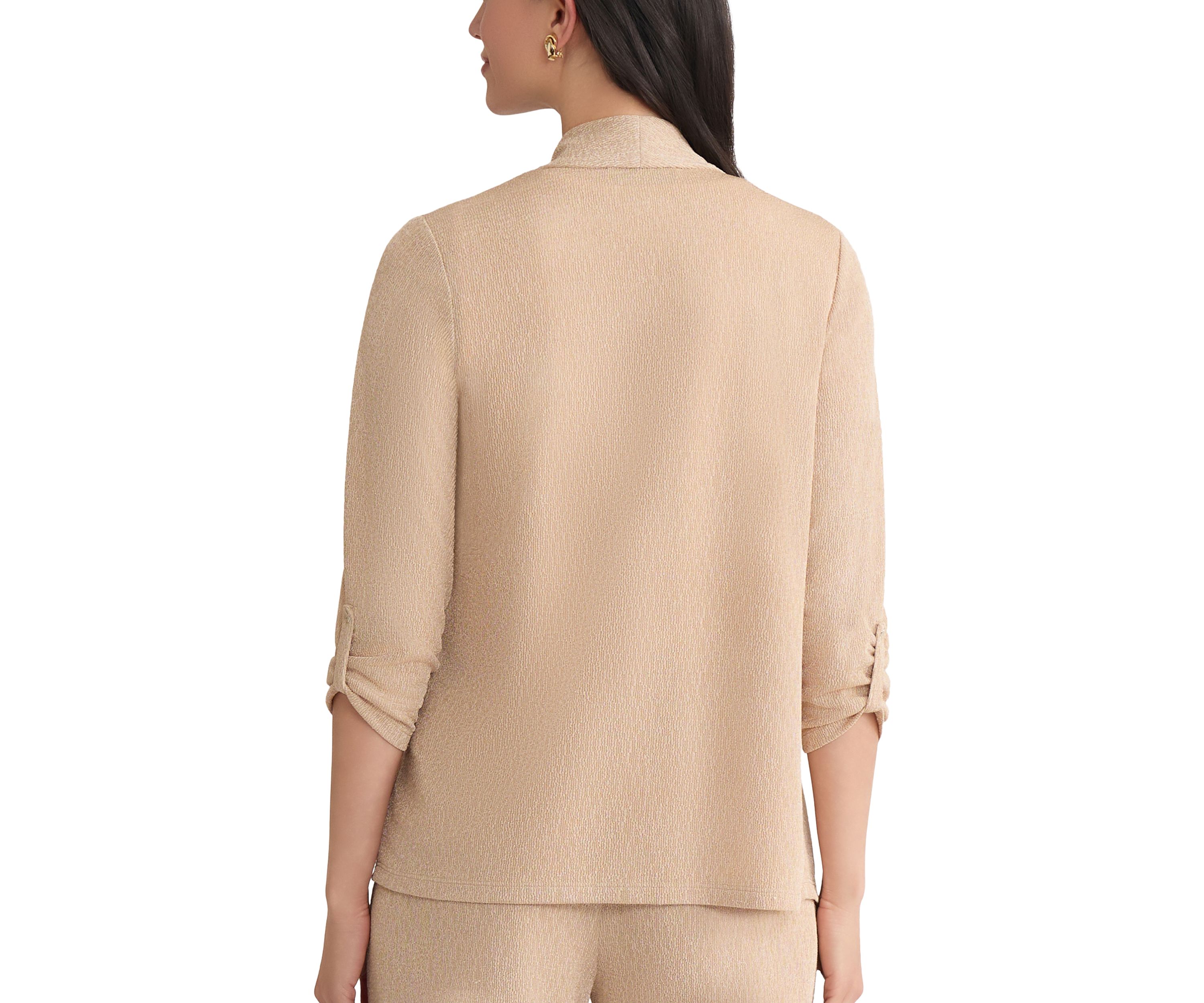 Womens Shimmer Knit 3/4 Sleeve Cardigan 